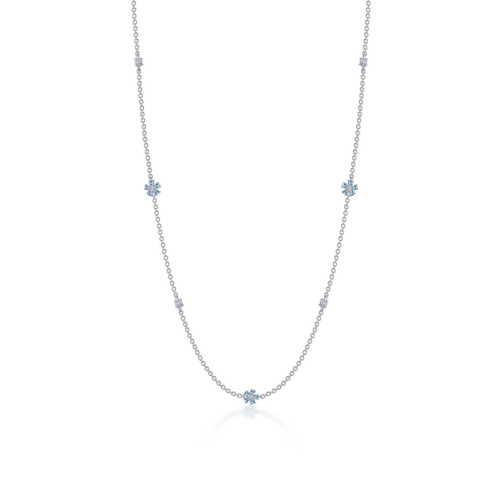 0.81 CTW Mini Flower Station Necklace - Dainty Floral Pendant Necklace for Women, Perfect for Everyday Wear, Gift Giving & Special Occasions