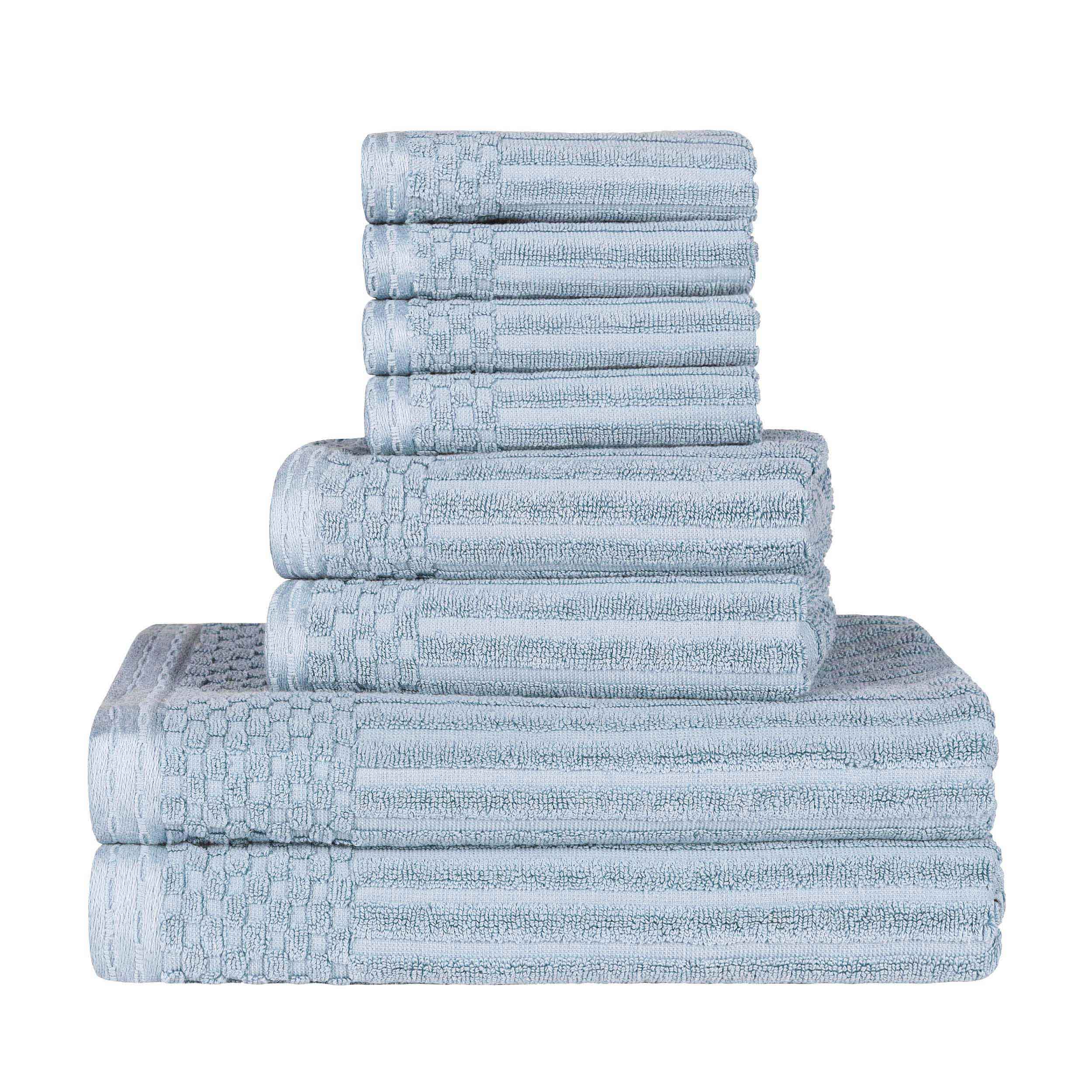 Premium 8-Piece Cotton Ribbed Towel Set - Soft, Absorbent & Medium Weight Bath Towels for Spa, Gym & Luxury Home Use