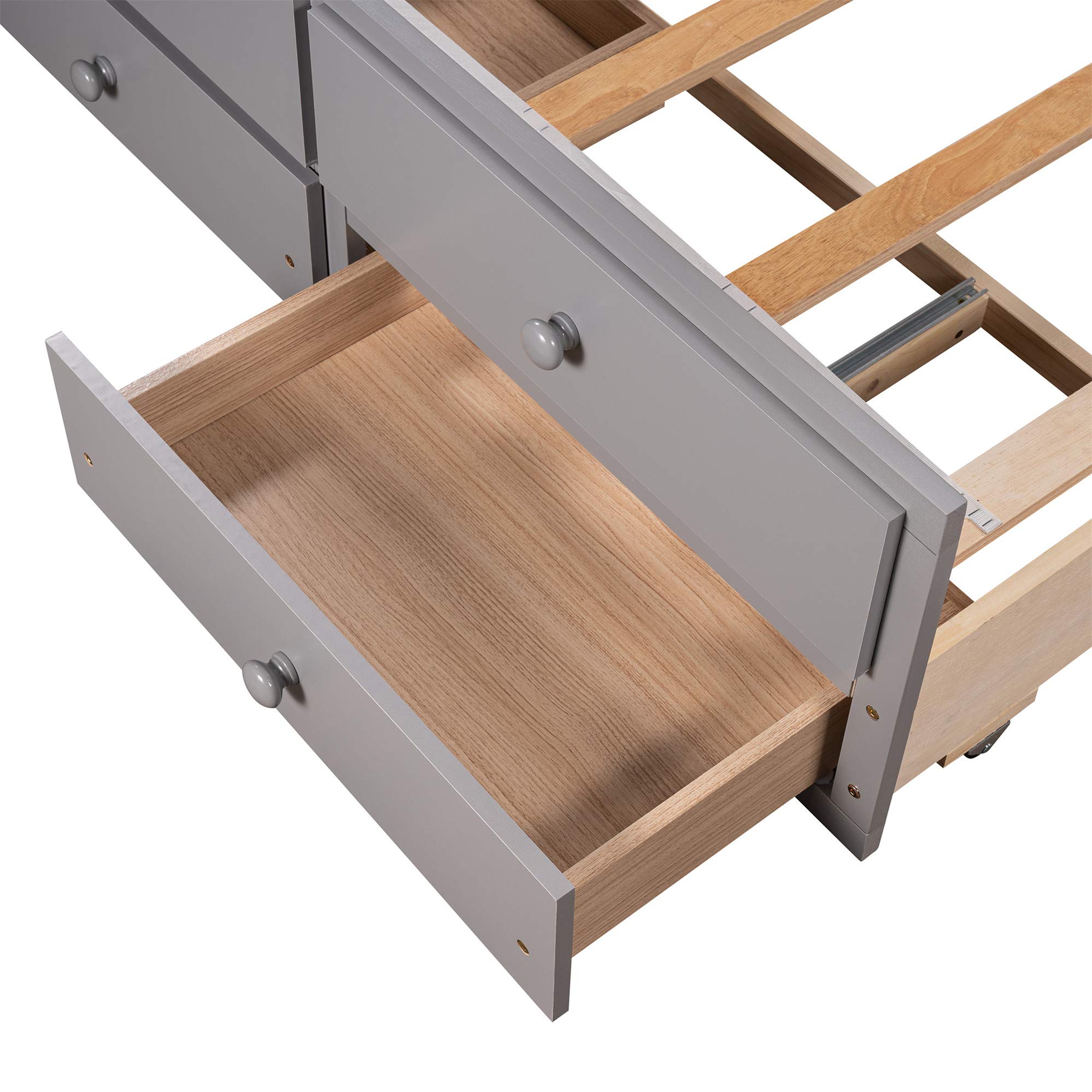 Harper & Bright Designs Twin Captain’s Bed with Storage Drawers & Trundle - Solid Wood Daybed for Kids & Guest Room, Gray - Perfect for Small Spaces & Sleepovers