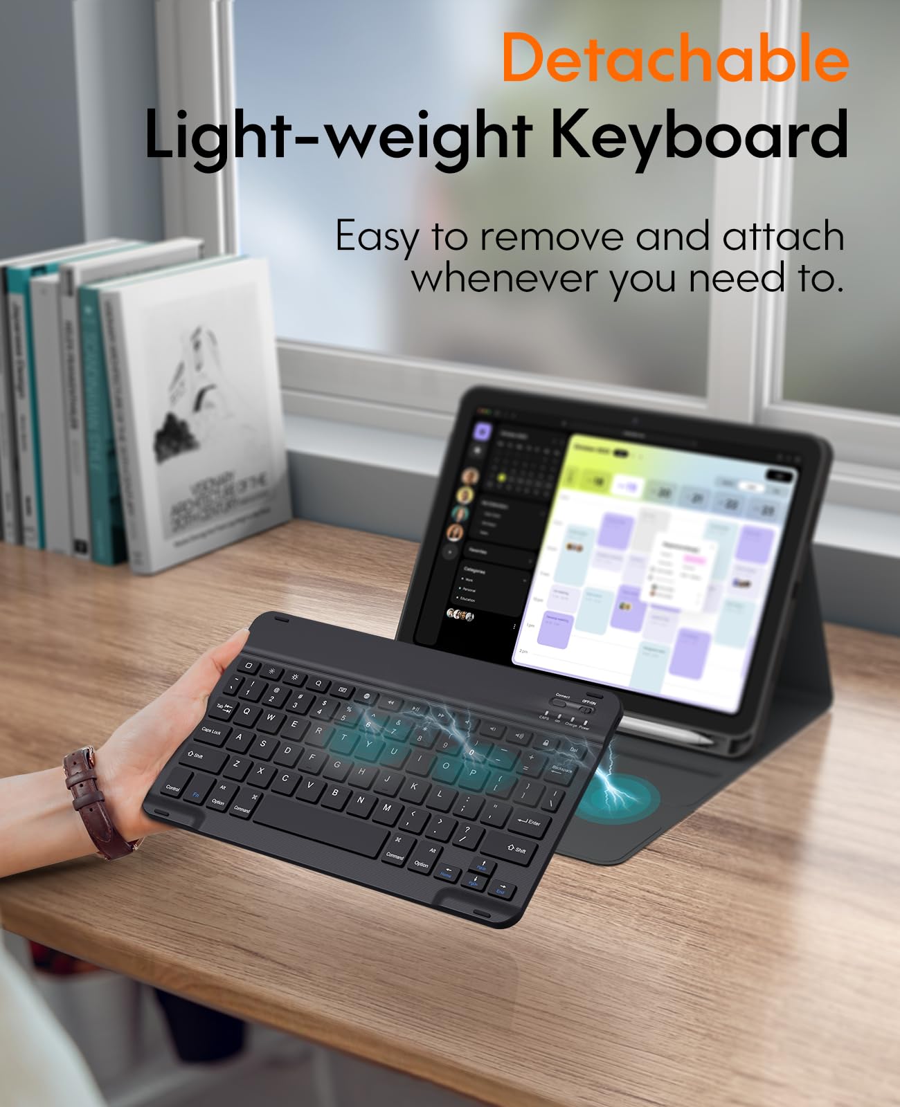 CHESONA Wireless Keyboard Case for iPad Air 11-inch (M3/M2 2025/2024, 6th Gen 2024, 5th Gen 2022, 4th Gen 2020) - Rechargeable Backlit Keyboard with Apple Pencil Holder | Perfect for Work, Study & Travel (Black)