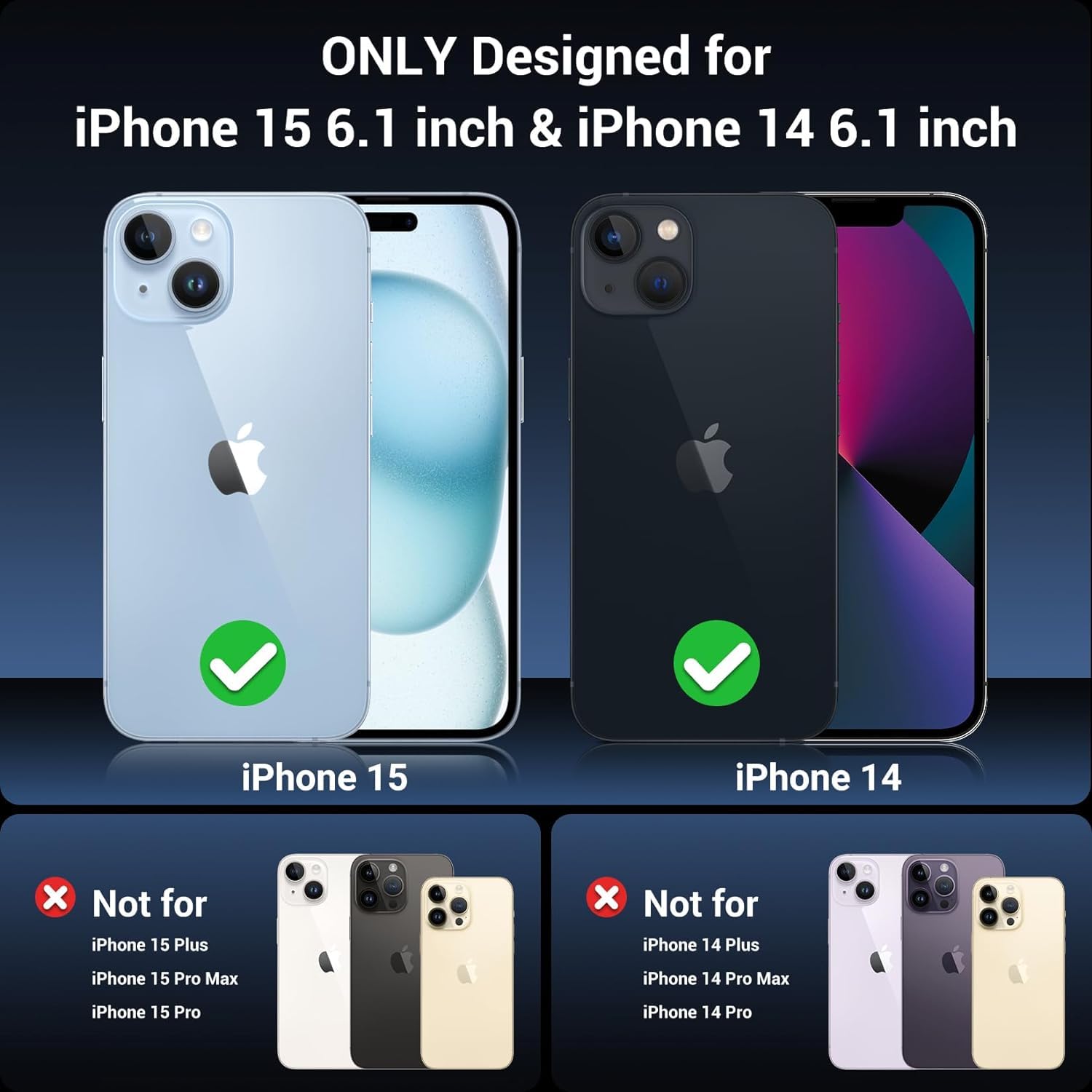 Premium Slim iPhone 15 Case & iPhone 14 Case - Military Grade 10FT Drop Protection | Anti-Yellowing Crystal Clear Design | Includes 2 Tempered Glass Screen Protectors (Crystal Blue) - Perfect for Everyday Use, Outdoor Activities & Travel Protection