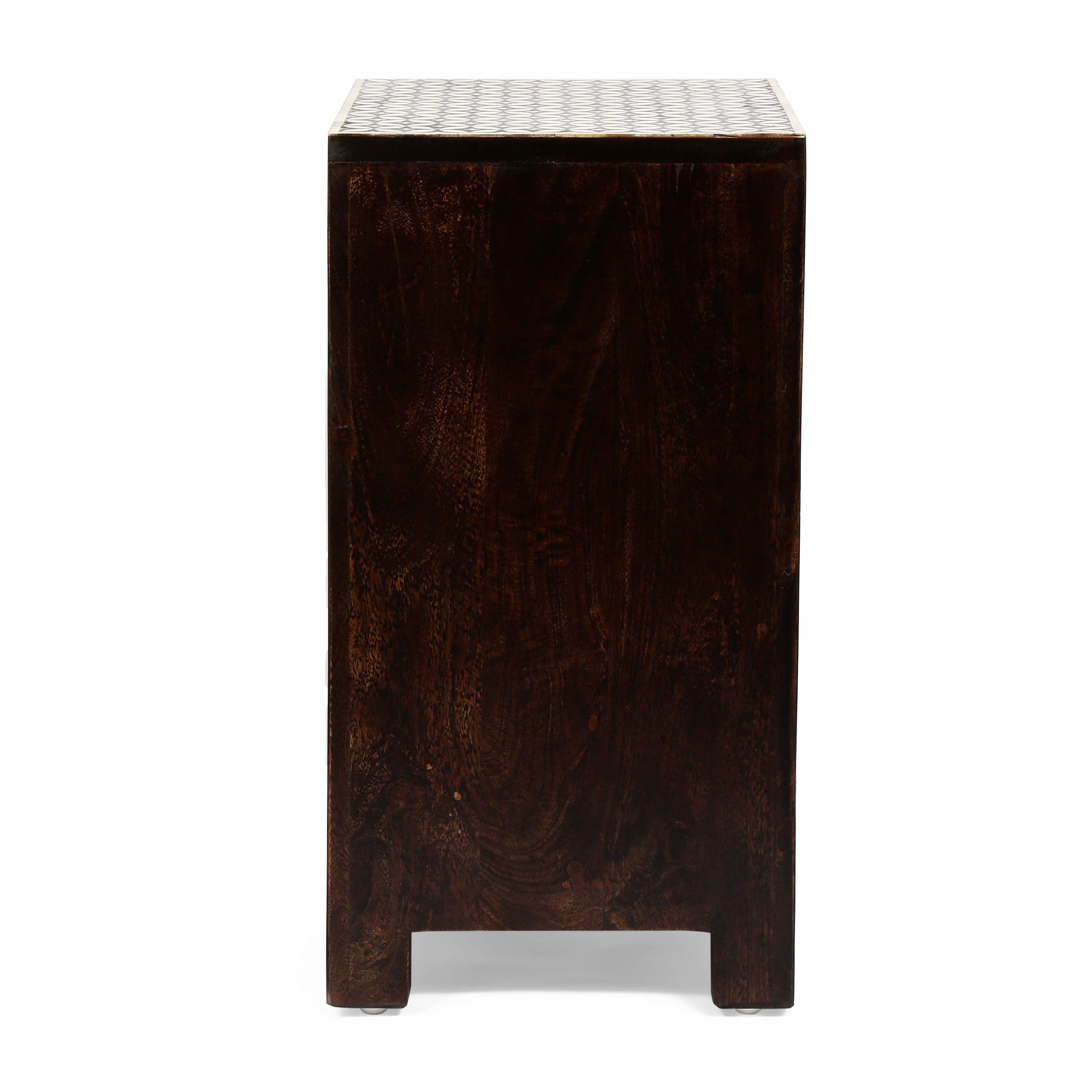 Christopher Knight Home Nightstand - Dark Walnut & Black Finish, Modern Bedside Table with Storage Drawer for Bedroom, Living Room, or Office