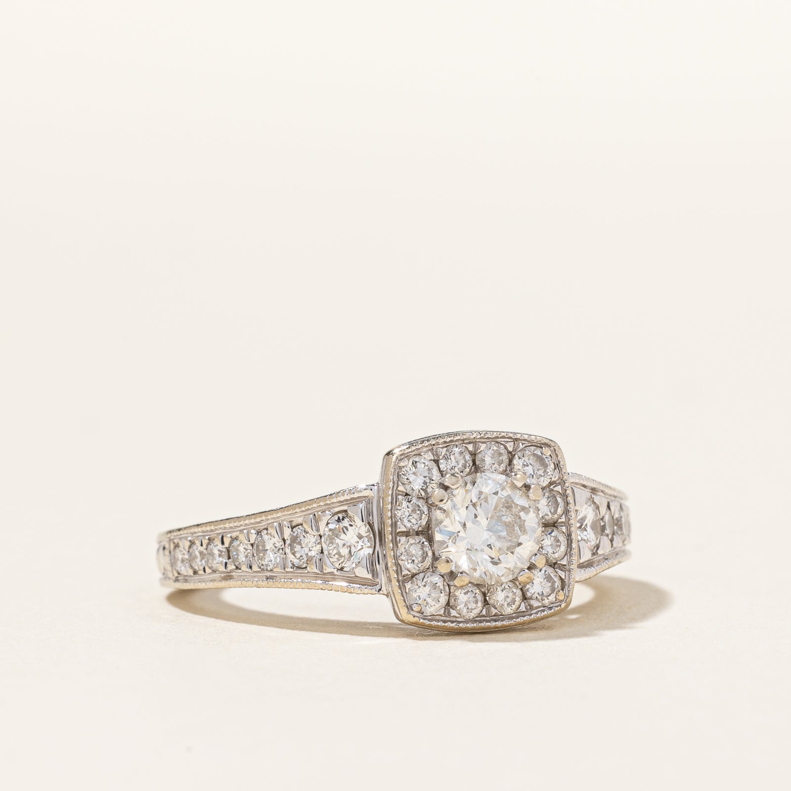 0.75ctw Diamond Halo Engagement Ring for Women - Size 4.75 | Round Cut Solitaire Wedding Band | Perfect Proposal, Anniversary & Valentine's Gift | Elegant Jewelry for Special Occasions