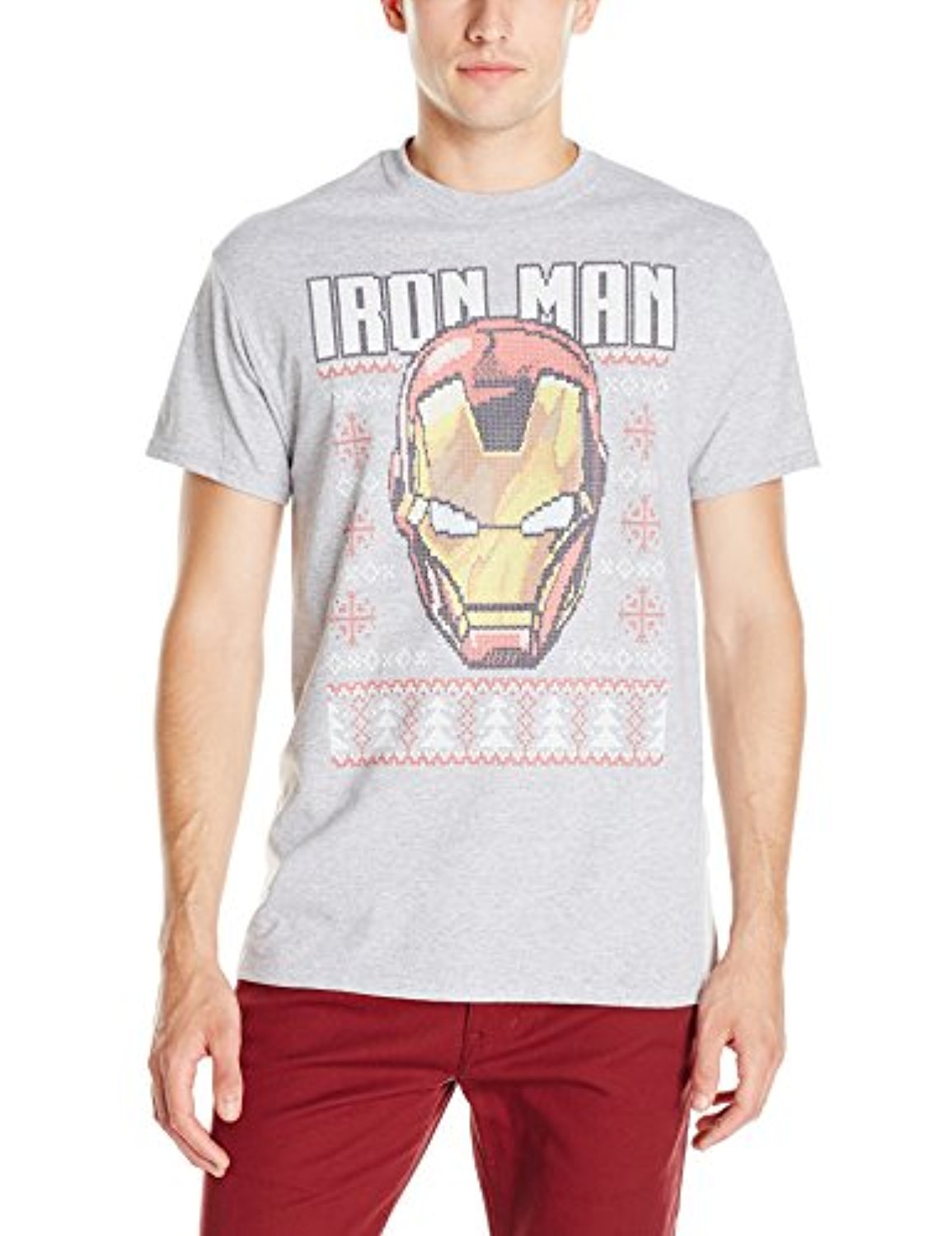 Marvel Men's Iron Man Ugly Christmas Sweater - Funny Holiday Graphic Tee for Marvel Fans - Perfect for Christmas Parties & Gifts