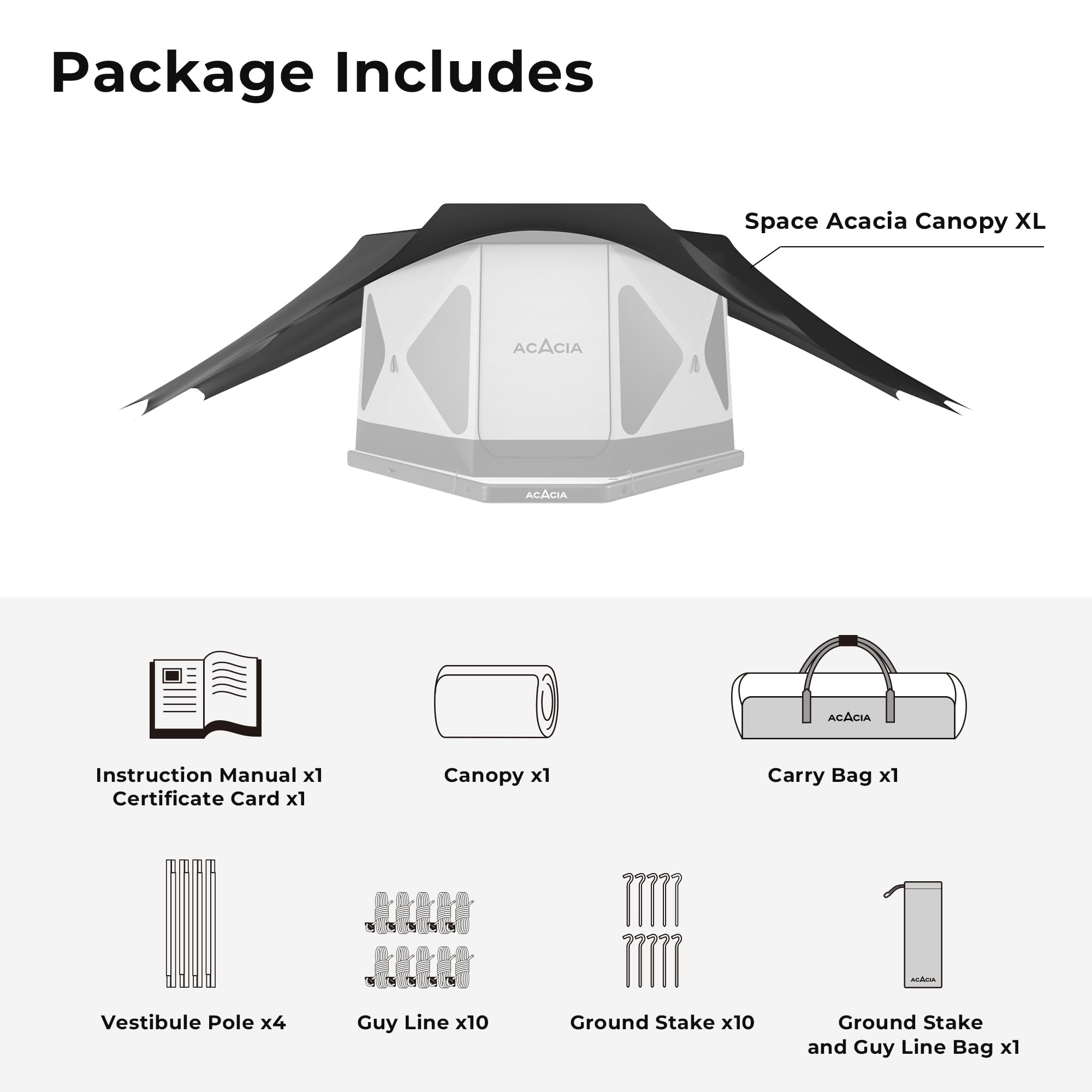 ACACIA Canopy XL for Space Acacia Camping System - Waterproof PU2000 4-Season Camping Tarp with UPF50+ Sun Protection, 4 Telescoping Poles & Carry Bag (Moonstone) - Perfect for Backpacking, Hiking, and Outdoor Adventures