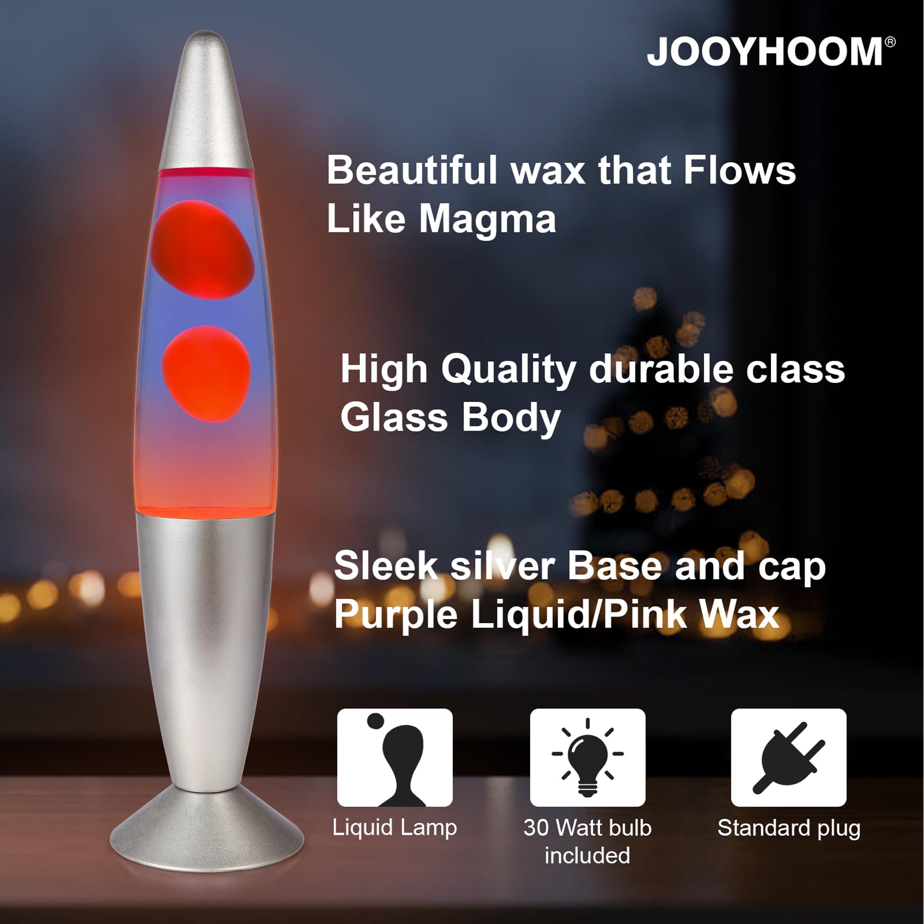 16 Inch Purple and Orange Wax Liquid Motion Lamp - Magma Lava Night Light for Home, Office, Bedroom, Living Room Decor - Relaxing Mood Light for Adults, Teens, Kids (Silver Base) | Perfect for Meditation, Stress Relief, and Cozy Ambiance