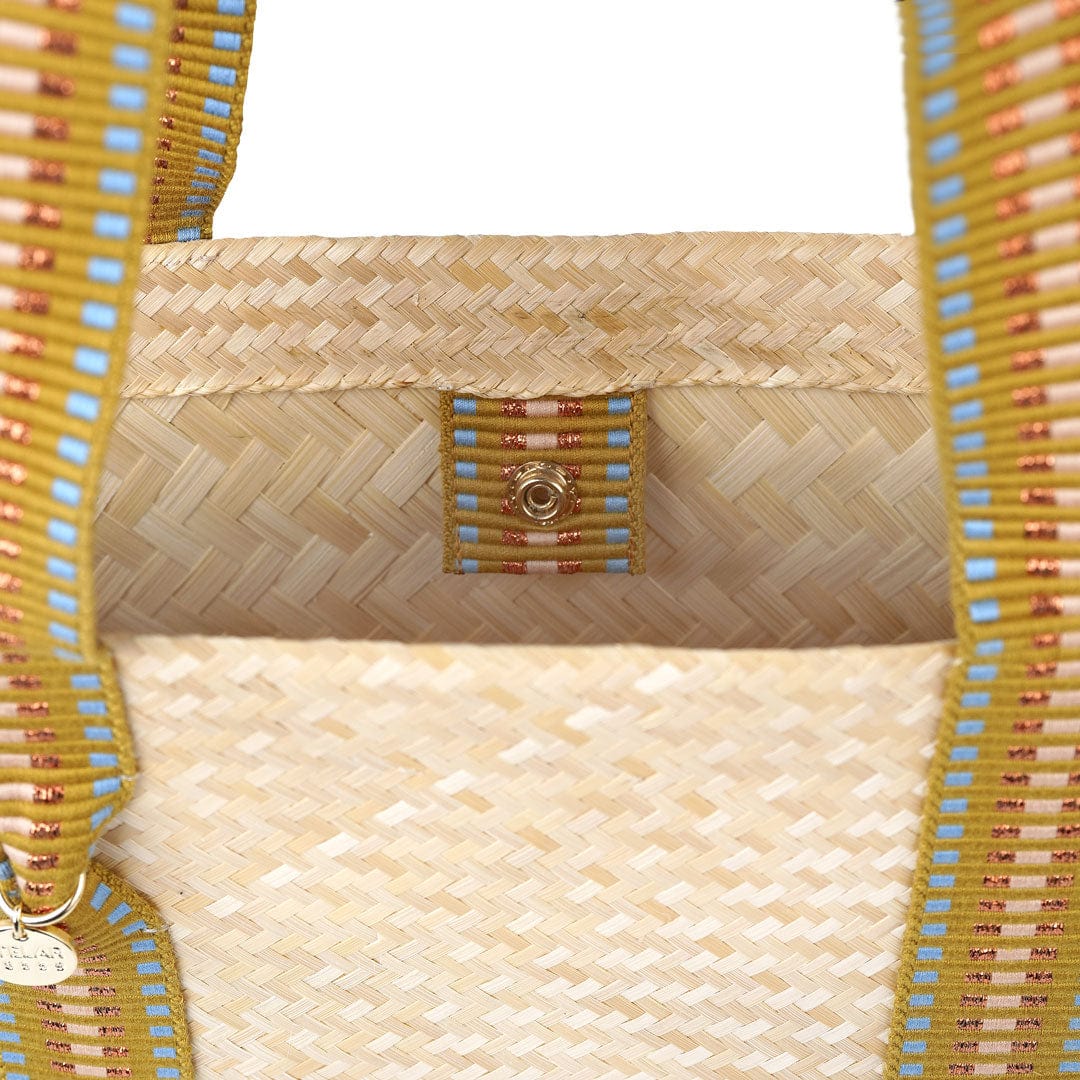 Eco-Friendly Bamboo Vegan Medium Tapered Tote Bag with Copper Stripe - Perfect for Grocery Shopping, Beach Trips & Daily Essentials