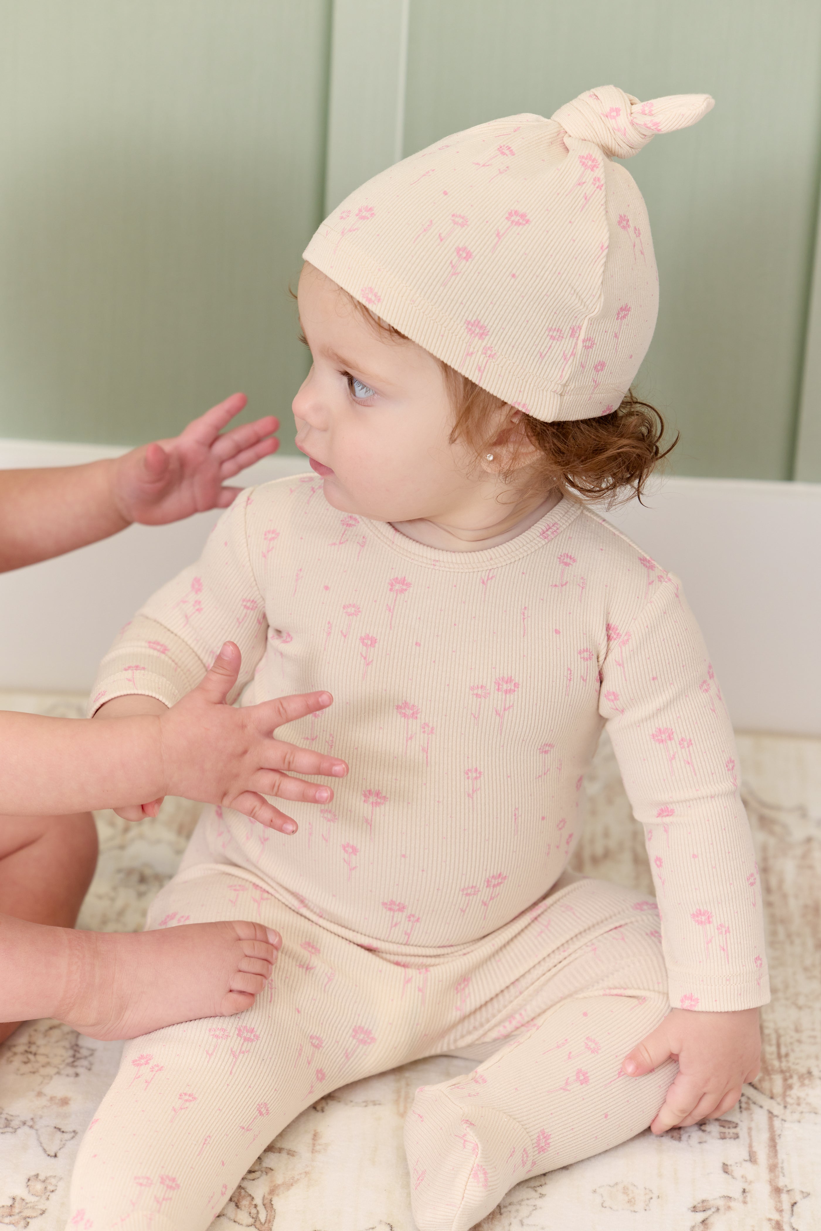 Kipp Baby Floral Pink Rib Footie - Soft & Comfortable Baby Socks for Newborns & Toddlers - Perfect for Everyday Wear, Playtime & Photo Shoots