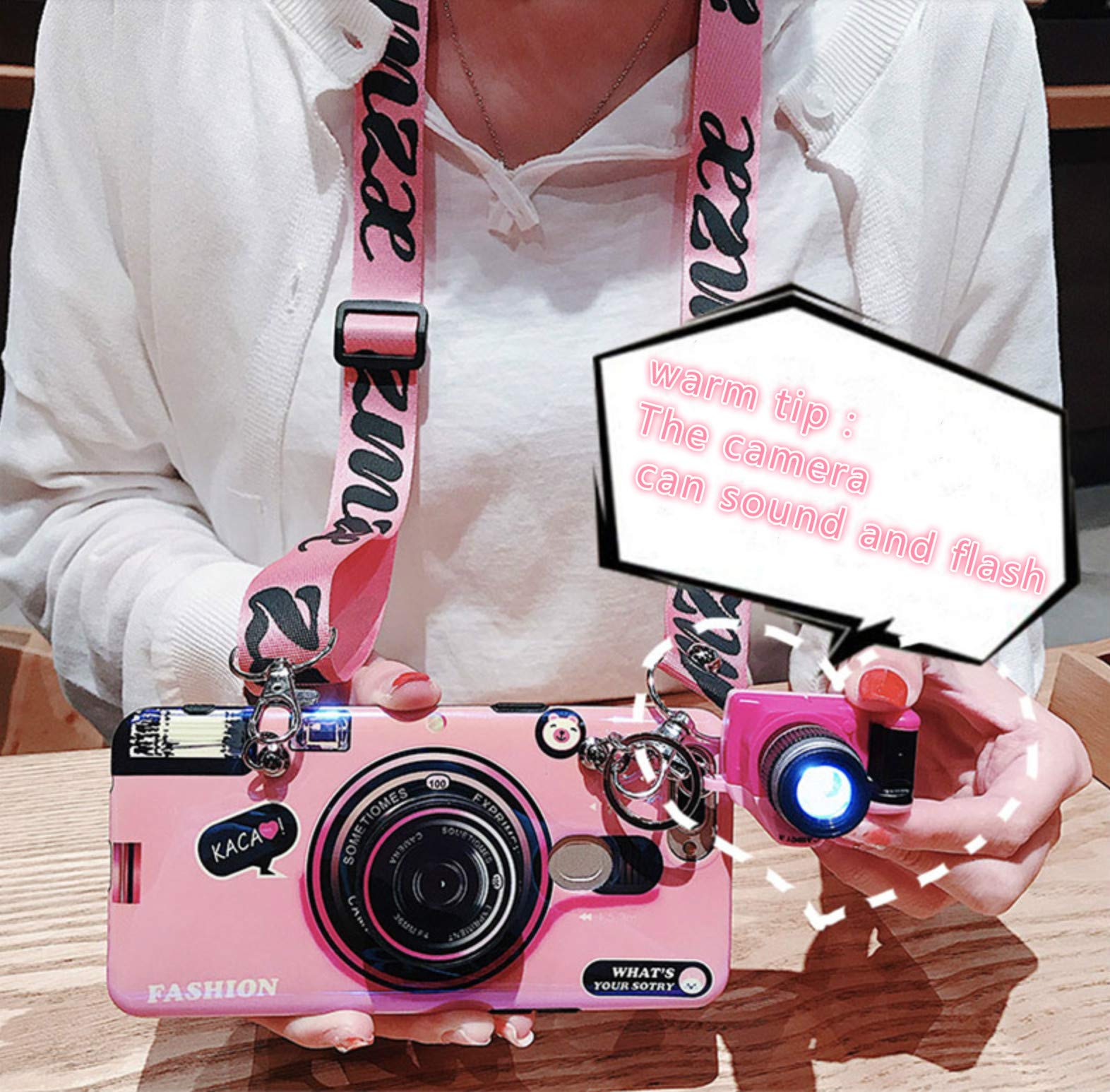 Premium iPhone X/XS Case (5.8 inch) - Fashion Lanyard, Blue Ray Camera Protection, Lightweight Soft TPU Cover with Bling Design (Pink) - Perfect for Daily Use, Travel & Outdoor Activities