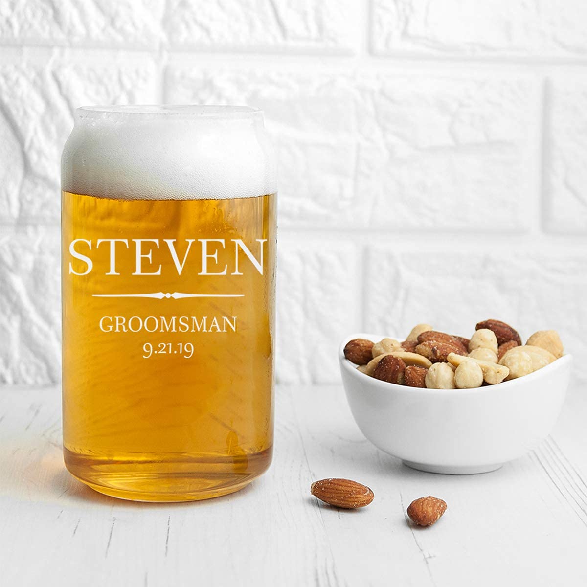 Personalized Beer Can Glasses Set of 6 - Custom Engraved Groomsmen Gift for Weddings - 9 Premium Design Options - Perfect for Bachelor Parties, Anniversary Gifts & Man Cave Decor