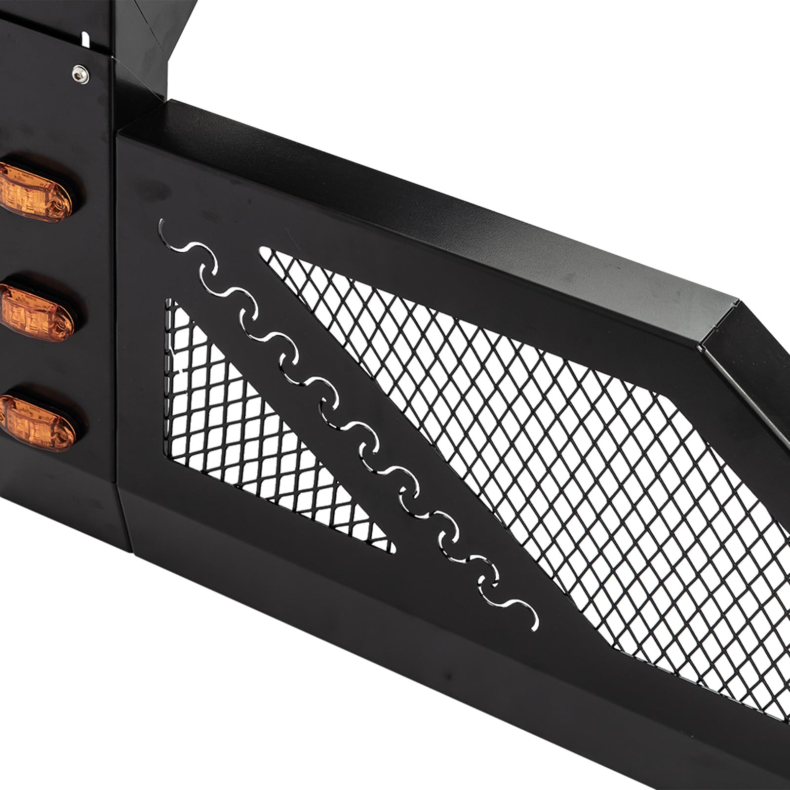Universal Adjustable Truck Roll Bar Chase Rack with 6 Amber Auxiliary Side Marker Lamps - Perfect for Pickup Trucks, Off-Roading & Work Site Safety Lighting