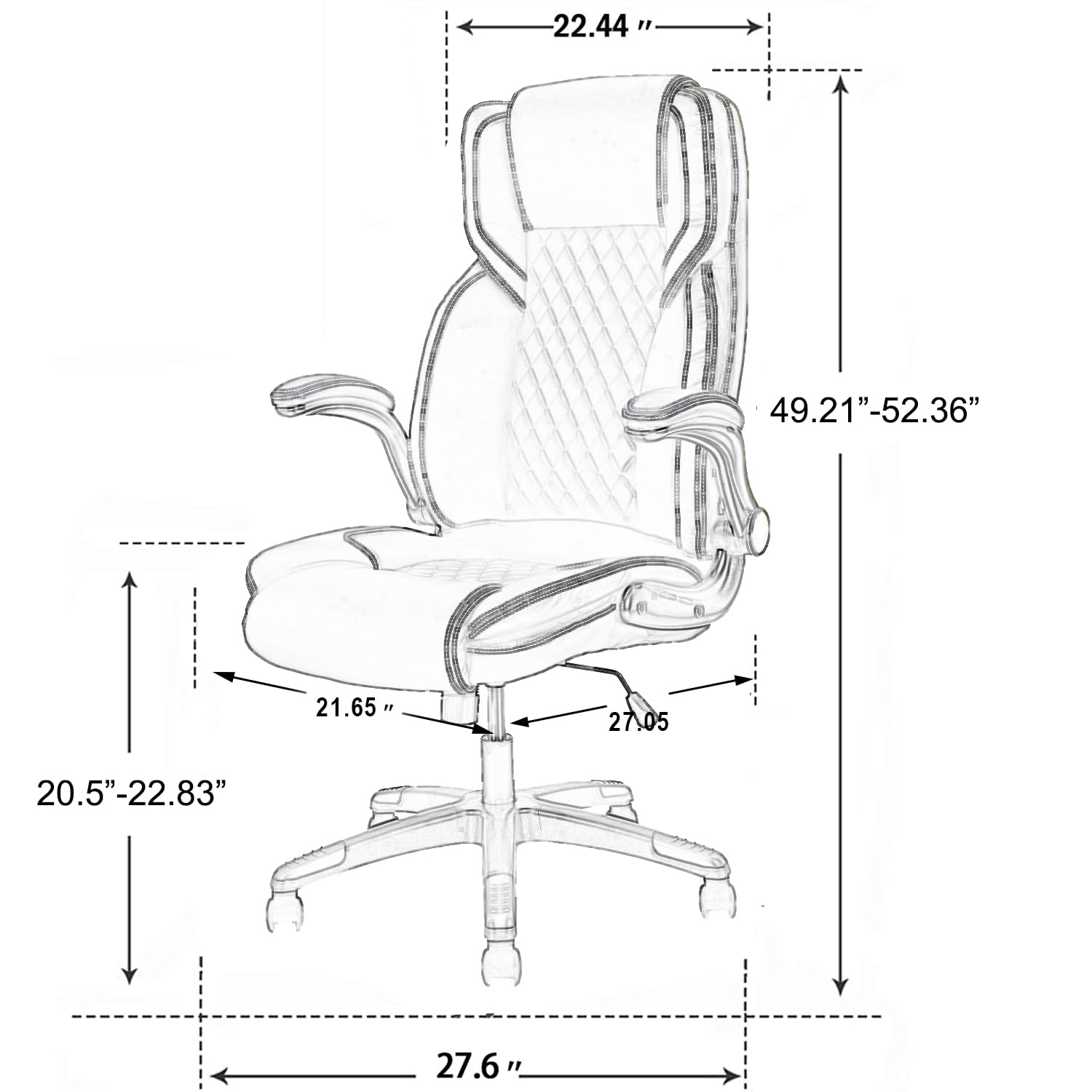 Ergonomic High Back Office Chair with Flip-Up Arms, PU Leather Executive Desk Chair with Wheels & Lumbar Support - 90-120° Adjustable Rocking Swivel Chair for Home Office, Gaming & Computer Work (Beige)