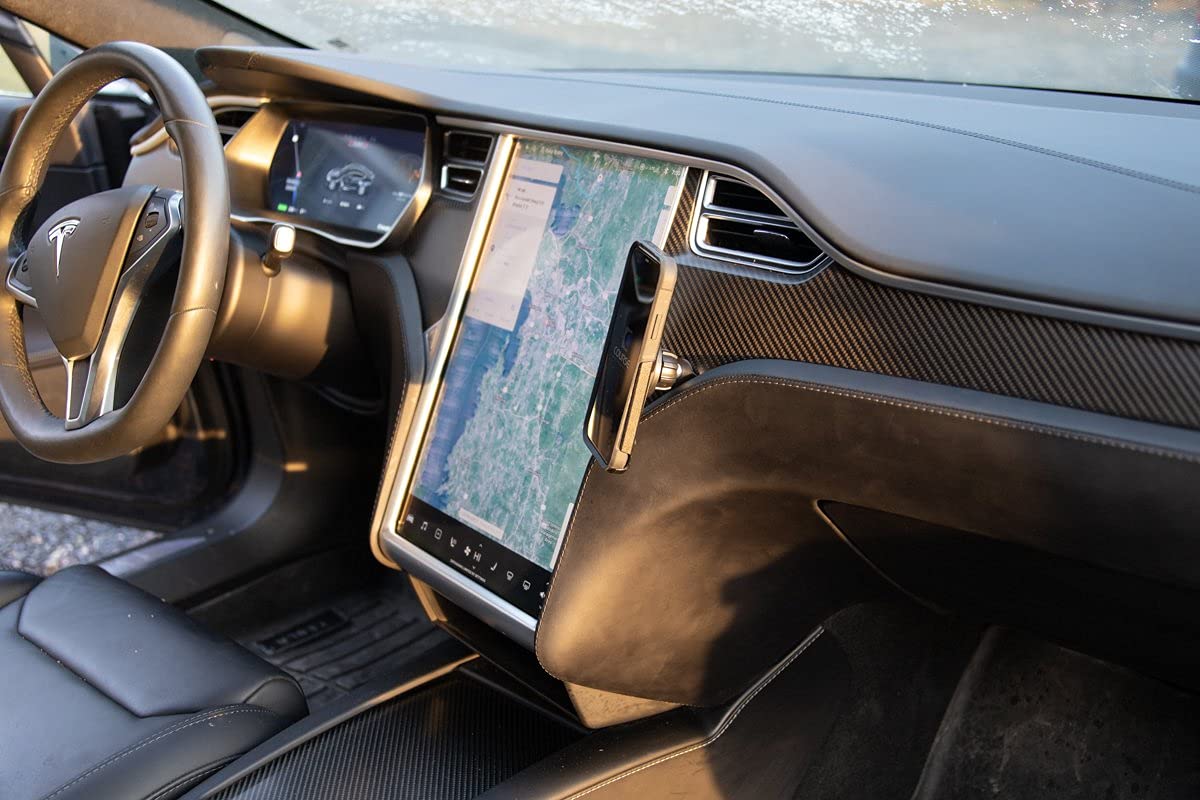 Course Motorsports DirectFit Wireless Charging Phone Mount for Tesla Model S (2012-2020) & X (2012+) - Auto-Grip Car Phone Holder with Fast Charging (Black) | Perfect for Hands-Free Navigation & Safe Driving