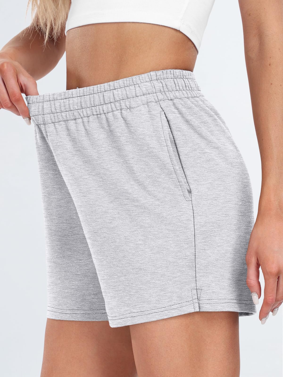 AUTOMET Women's High Waist Sweat Shorts - Summer Casual Drawstring Elastic Running Shorts with Pockets | Comfortable Workout & Lounge Wear for Gym, Yoga, and Outdoor Activities