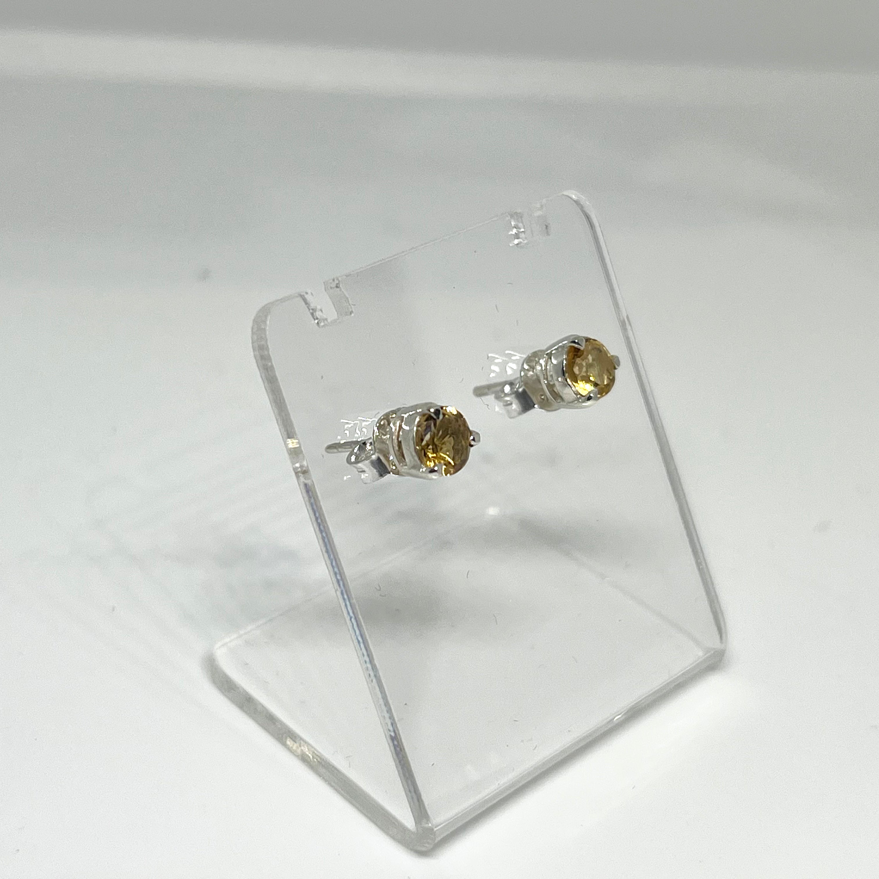 5mm Round Faceted Gemstone Stud Earrings - 3 Prong Set (PSE005) | Elegant & Durable for Daily Wear, Parties & Gifts
