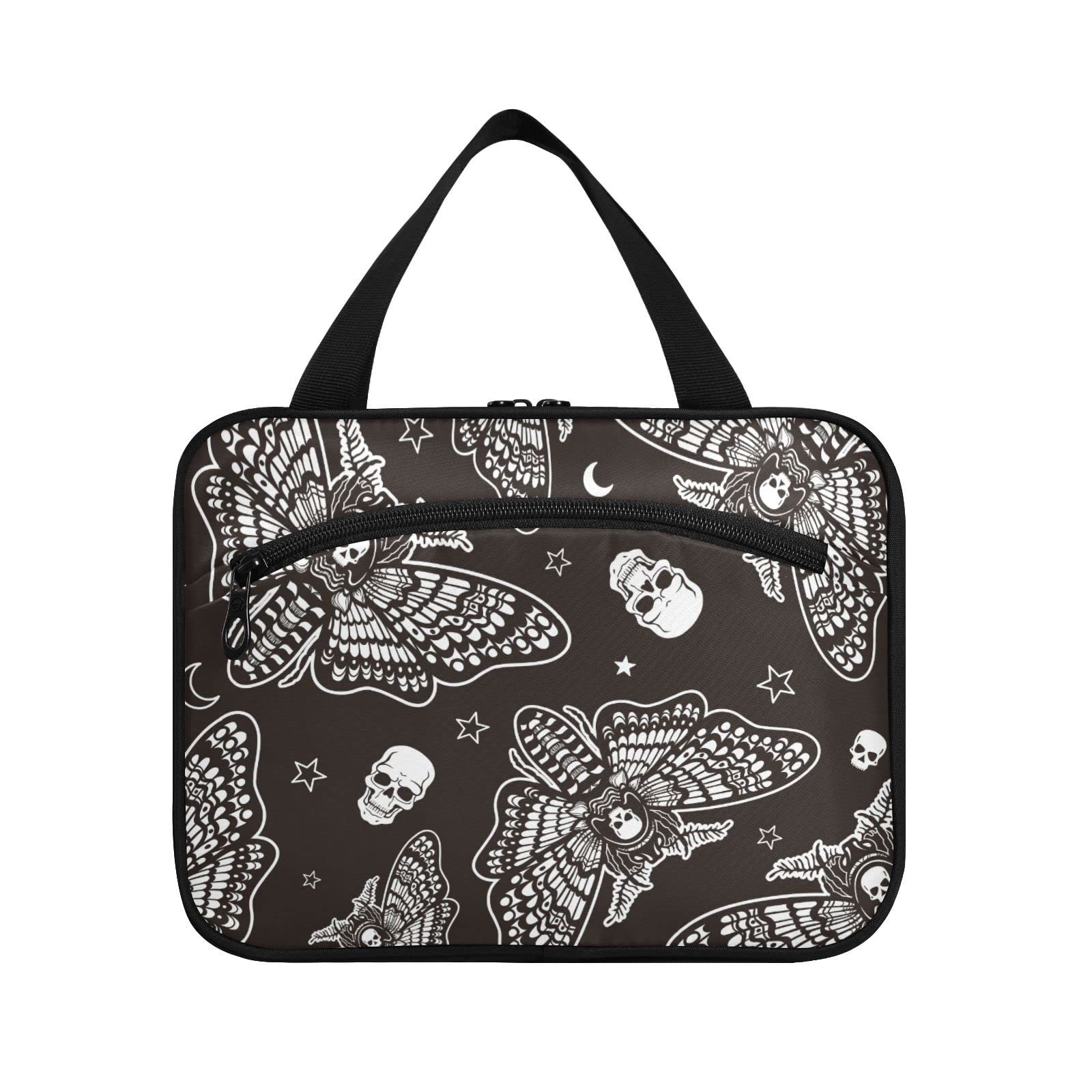 Gothic Skull Travel Toiletry Bag - Large Cosmetic Organizer with Hook for Women | Perfect for Trips & Makeup Storage