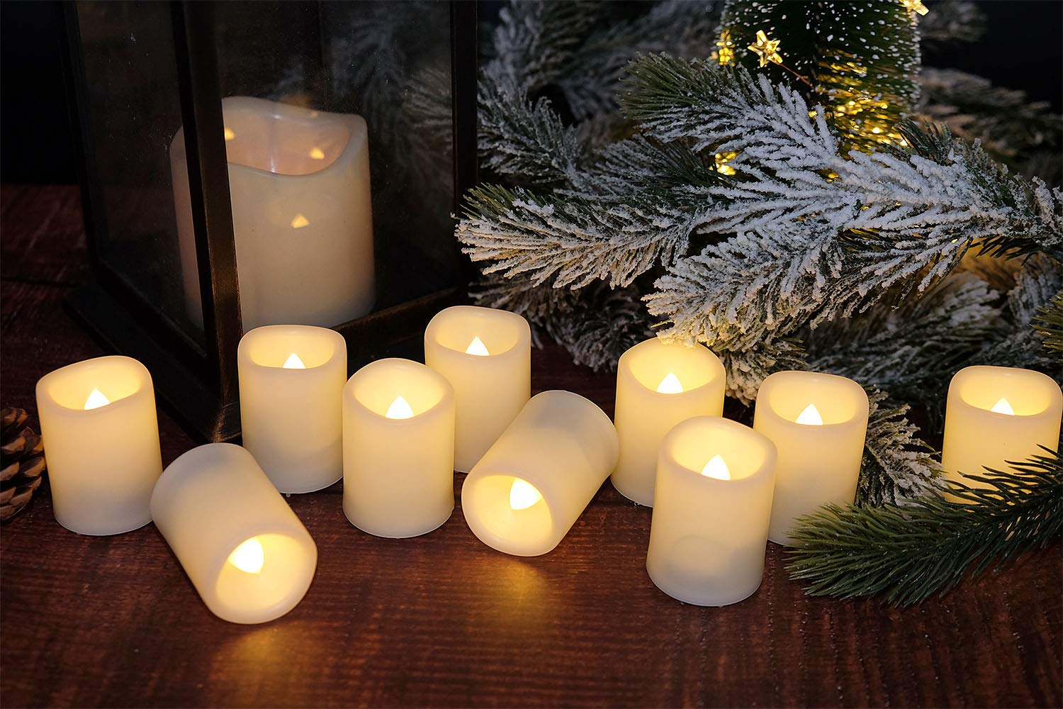 DRomance Flameless LED Votive Candles - Set of 12 Battery Operated Tealights with Remote & Timer, Amber Yellow Glow (1.5x2 Inch) - Perfect for Christmas Decor, Wedding Centerpieces, Romantic Dinners & Home Ambiance Lighting