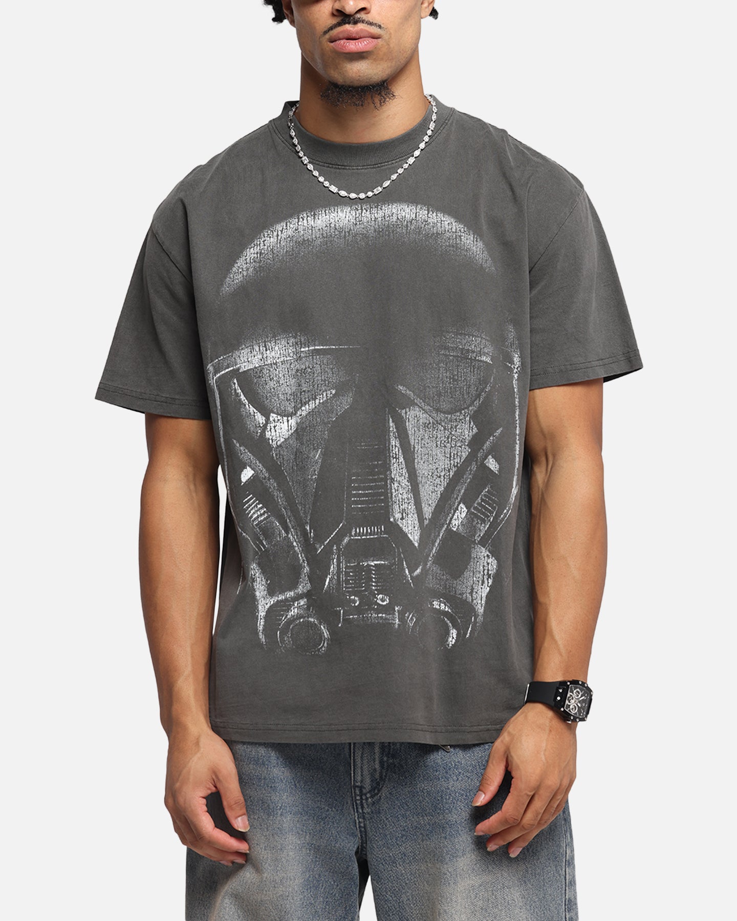 Vintage Star Wars Death Trooper Graphic T-Shirt - Black Washed Cotton Tee for Men & Women - Perfect for Cosplay, Conventions & Casual Wear