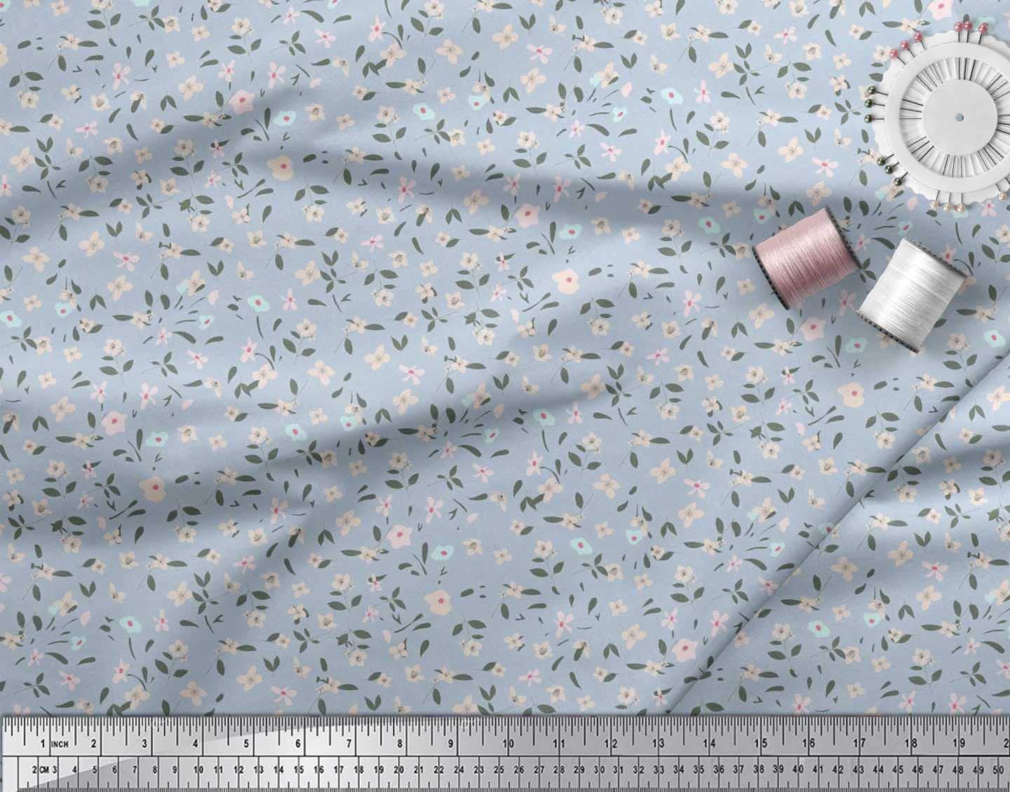 Soimoi Moss Georgette Brown Fabric by The Yard - 42 Inch Wide Printed Floral Leaves Design - Lightweight Draping Material for Dresses, Blouses & Home Decor
