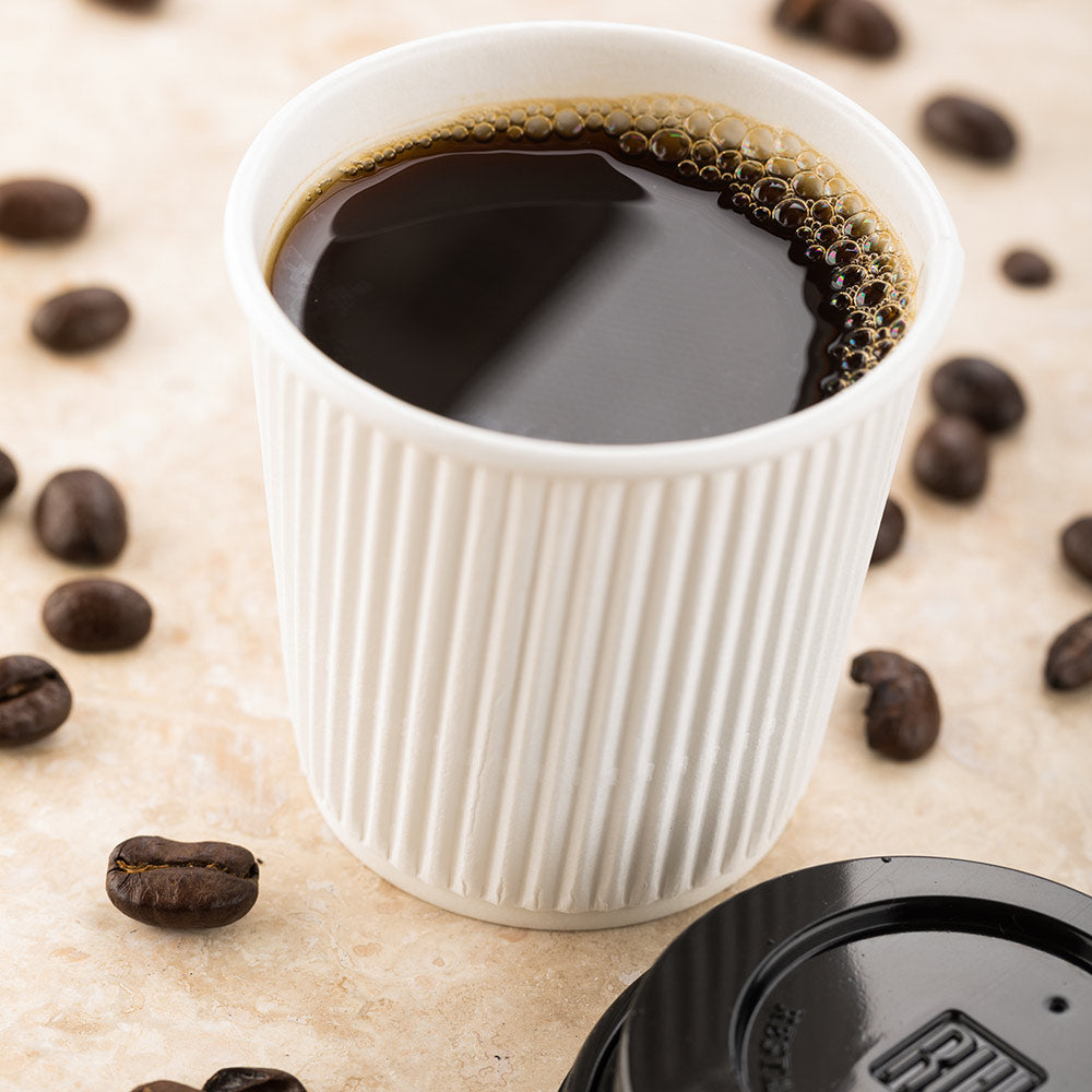 4 oz White Paper Coffee Cups with Ripple Wall - 2.5