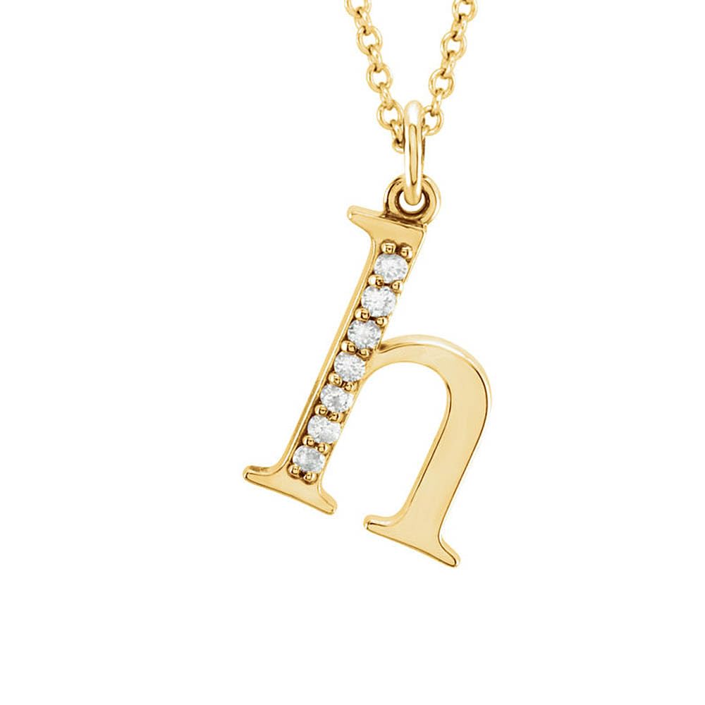 14k Yellow Gold 'h' Initial Necklace - 16 Inch for Elegant Style