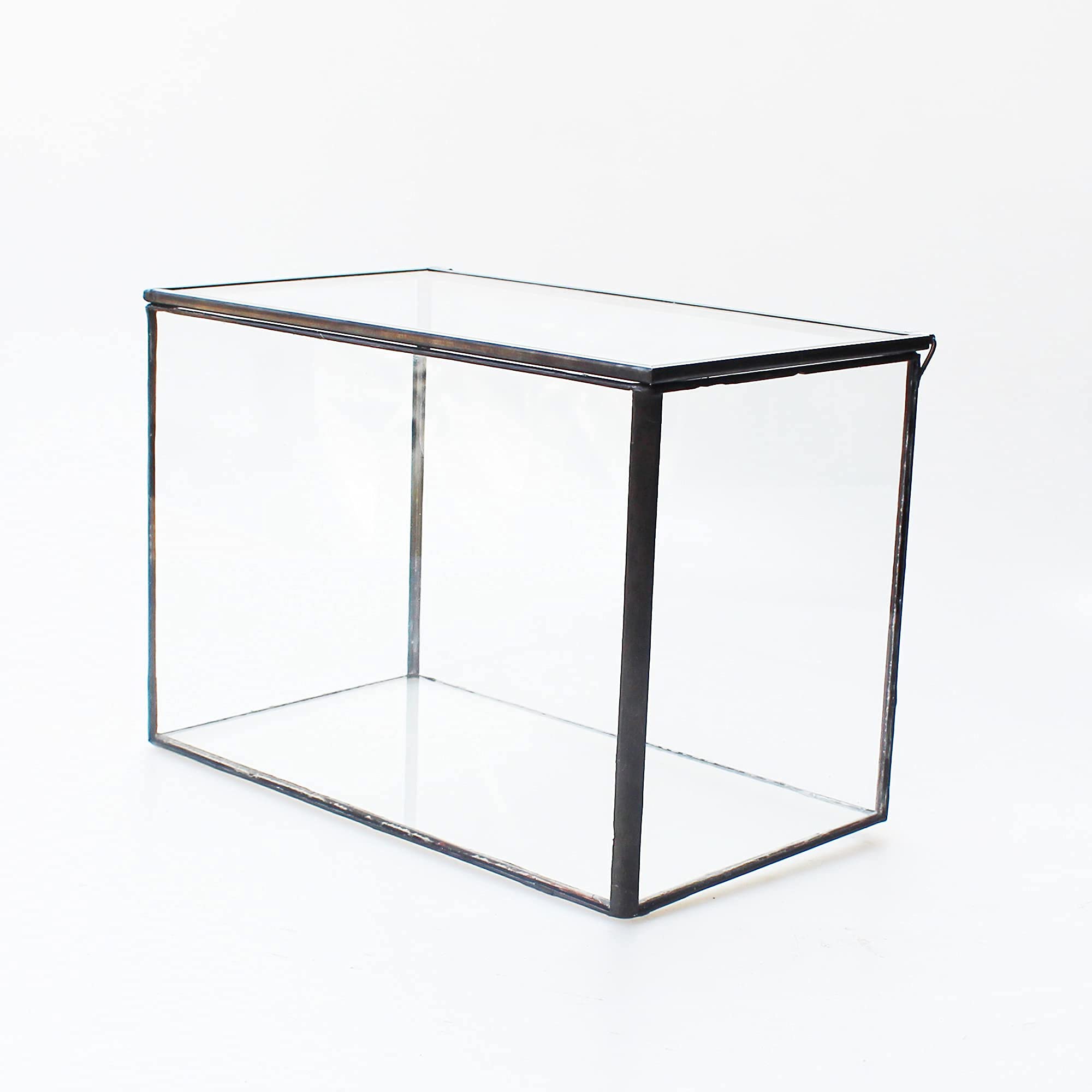 Black Glass Geometric Terrarium with Lid - 6.7