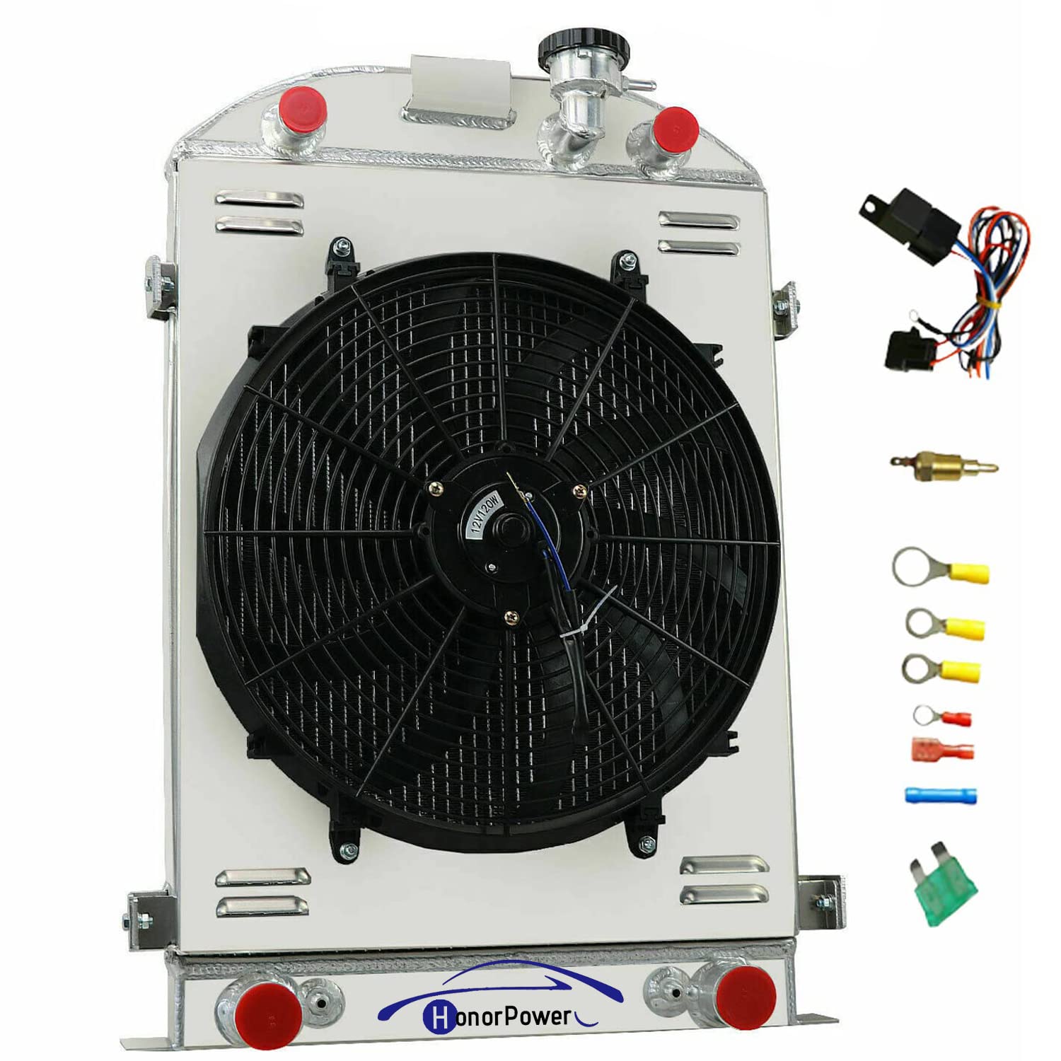 High-Performance 3-Row Core All-Aluminum Radiator for 1930-1932 Ford Model A Flathead V8 - Includes 16