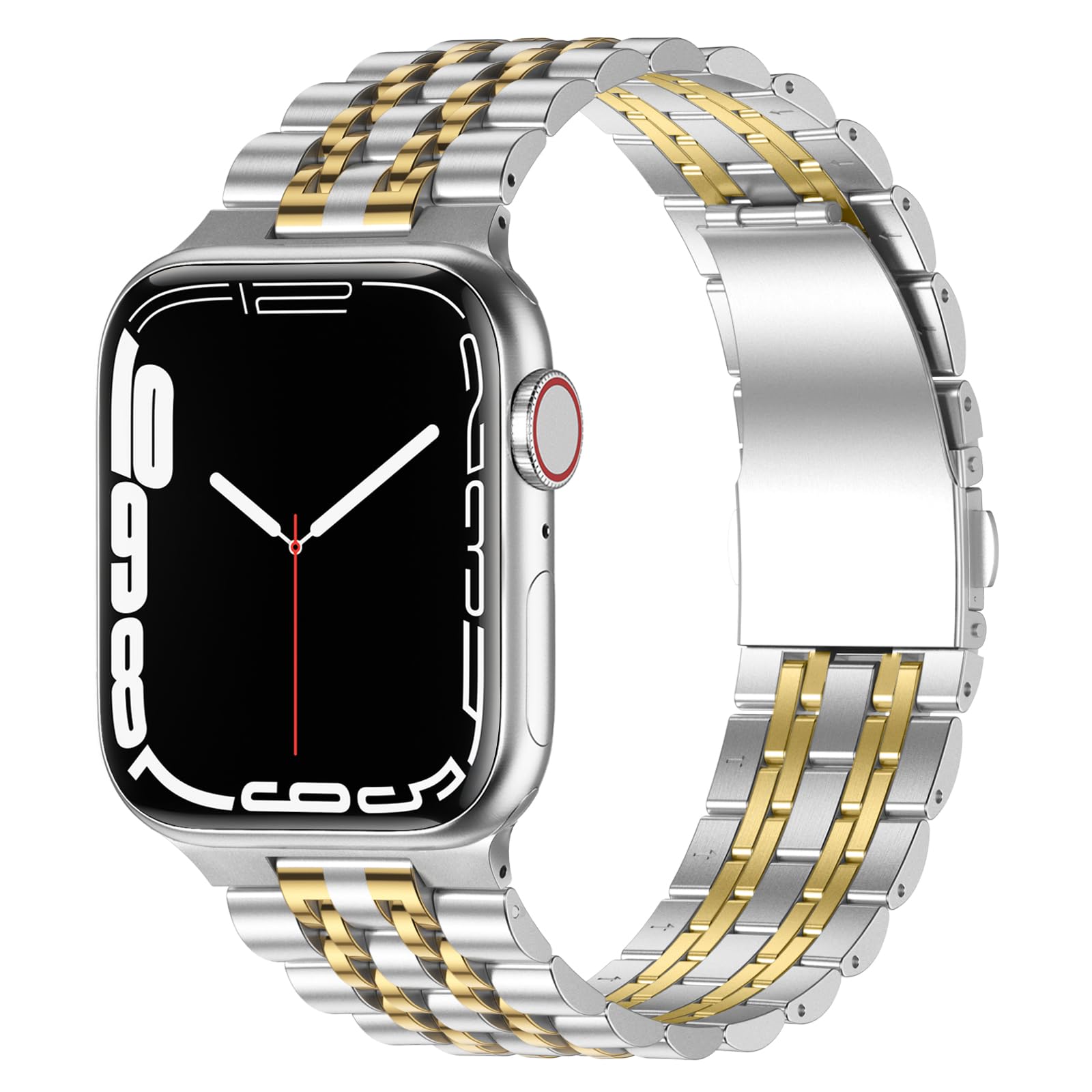 Anlinser Stainless Steel Metal Bracelet Band for Apple Watch 42mm 41mm 40mm 38mm - Compatible with iWatch Series 10/9/8/7/6/SE - Adjustable Strap for Women & Men (Silver, Gold) | Perfect for Workouts, Office Wear & Everyday Fashion Accessory