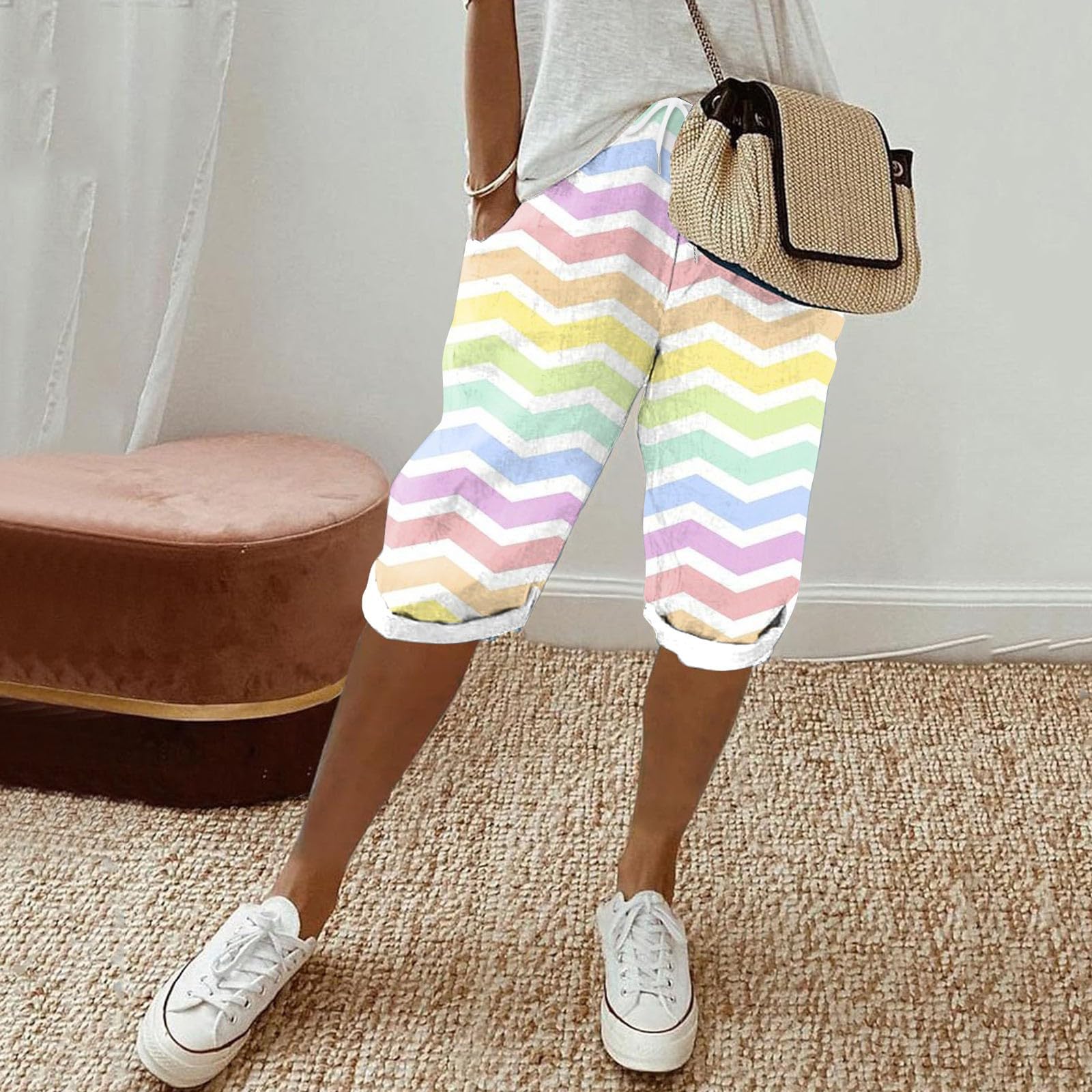 2024 Women's Bermuda Shorts - Floral Linen Summer Shorts with Pockets | Casual & Beach Wear
