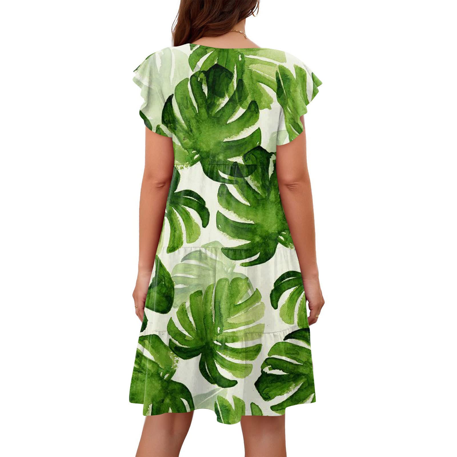 2023 Women's Summer Sleeveless Ruffle Mini Dress - Round Neck Loose Flowy Pleated Short Dress for Beach, Party & Casual Wear