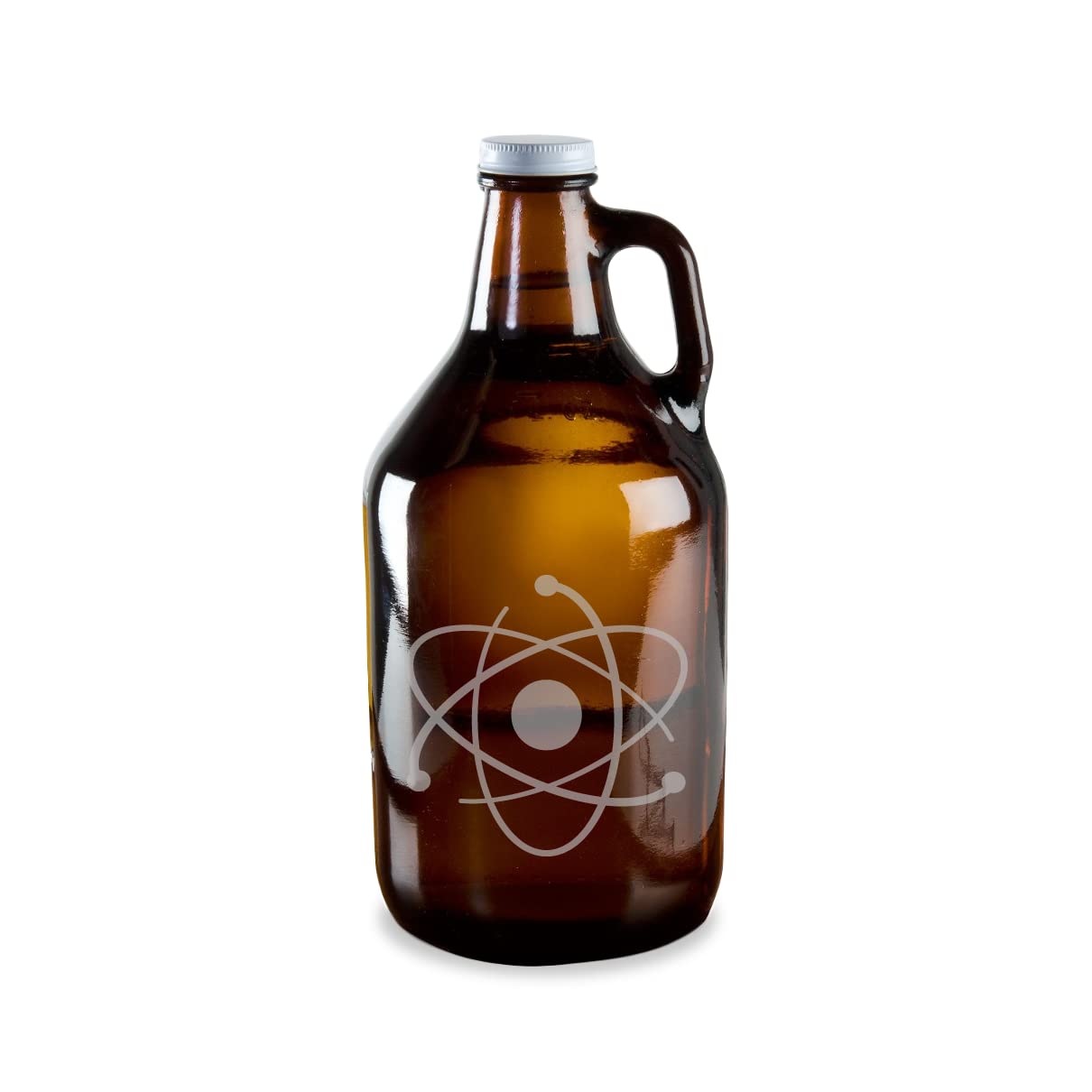 Atomic Science Chemistry Etched Glass Beer Growler - 64oz Milk Mug with Unique Atom Design | Perfect for Home Bars, Science Enthusiasts & Beer Lovers