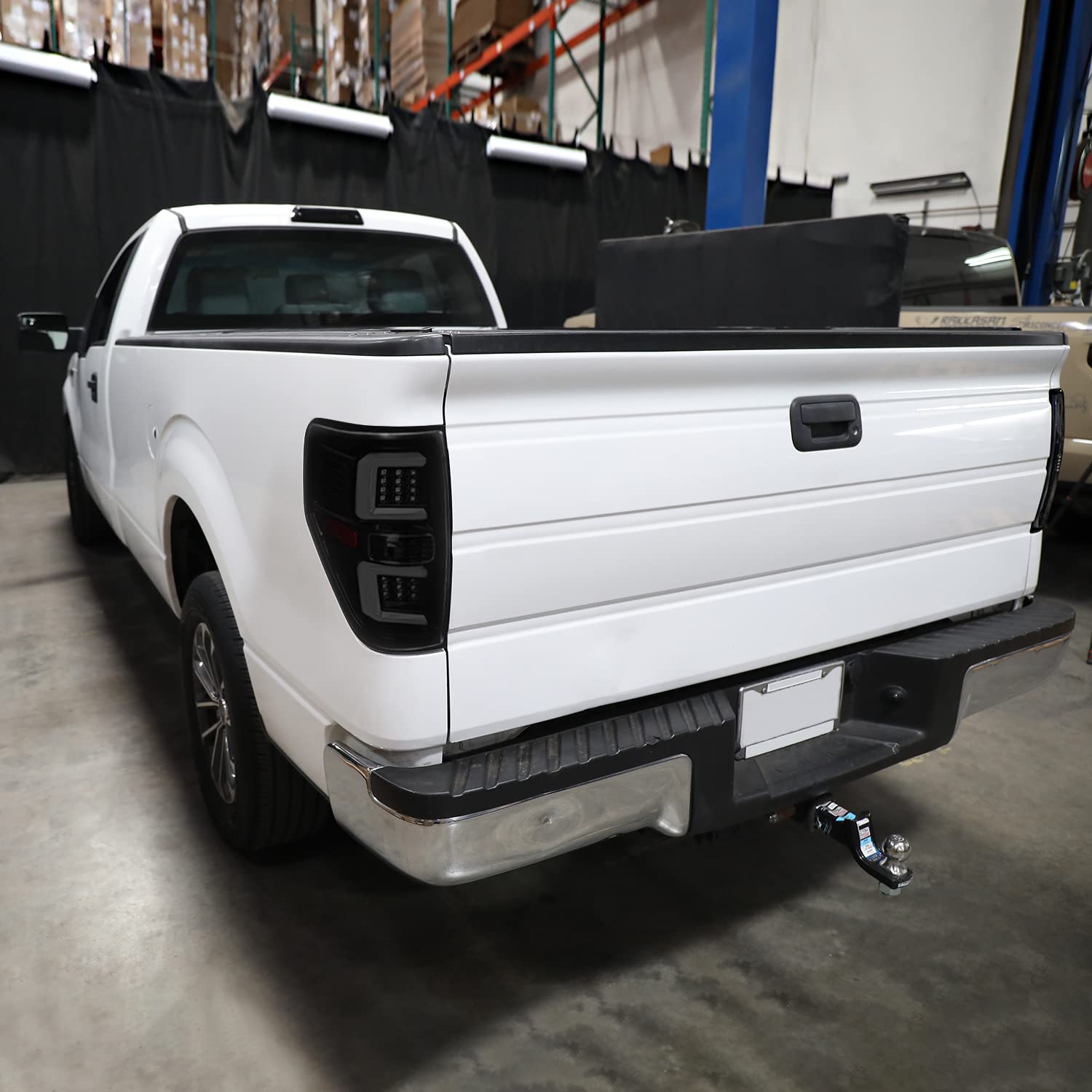 Spec-D Tuning Glossy Black Smoke LED Tail Lights Pair for 2009-2014 Ford F150 - Left & Right Assembly with Light Bar | Upgrade for Truck, Off-Road & Night Driving
