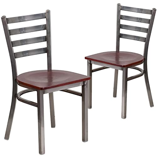 Mahogany Wood Seat/Clear Coated Metal Frame