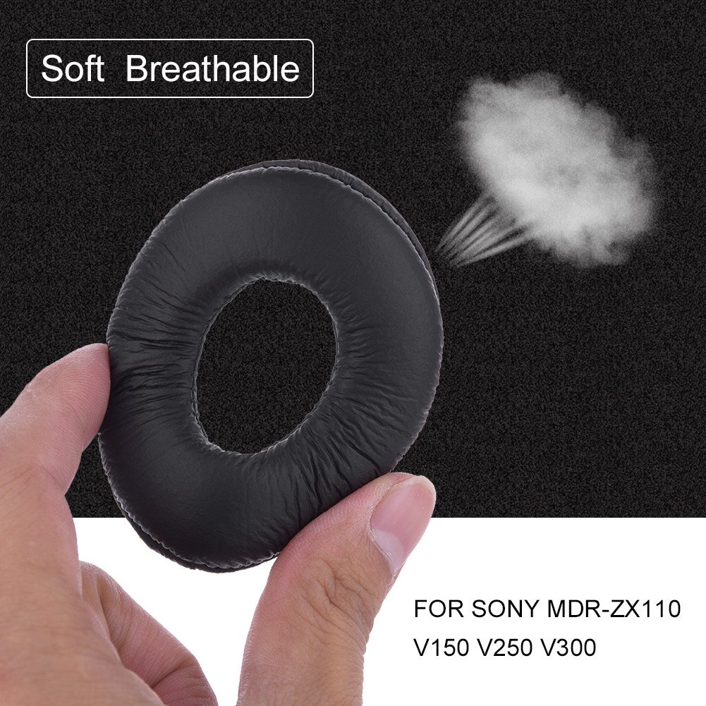 2Pcs Replacement Ear Pads Cushion - Premium Leather & Foam Earpads for Sony MDR-ZX110/V150/V250/V300 Headphones - Comfortable Upgrade for Gaming, Music & Office Use