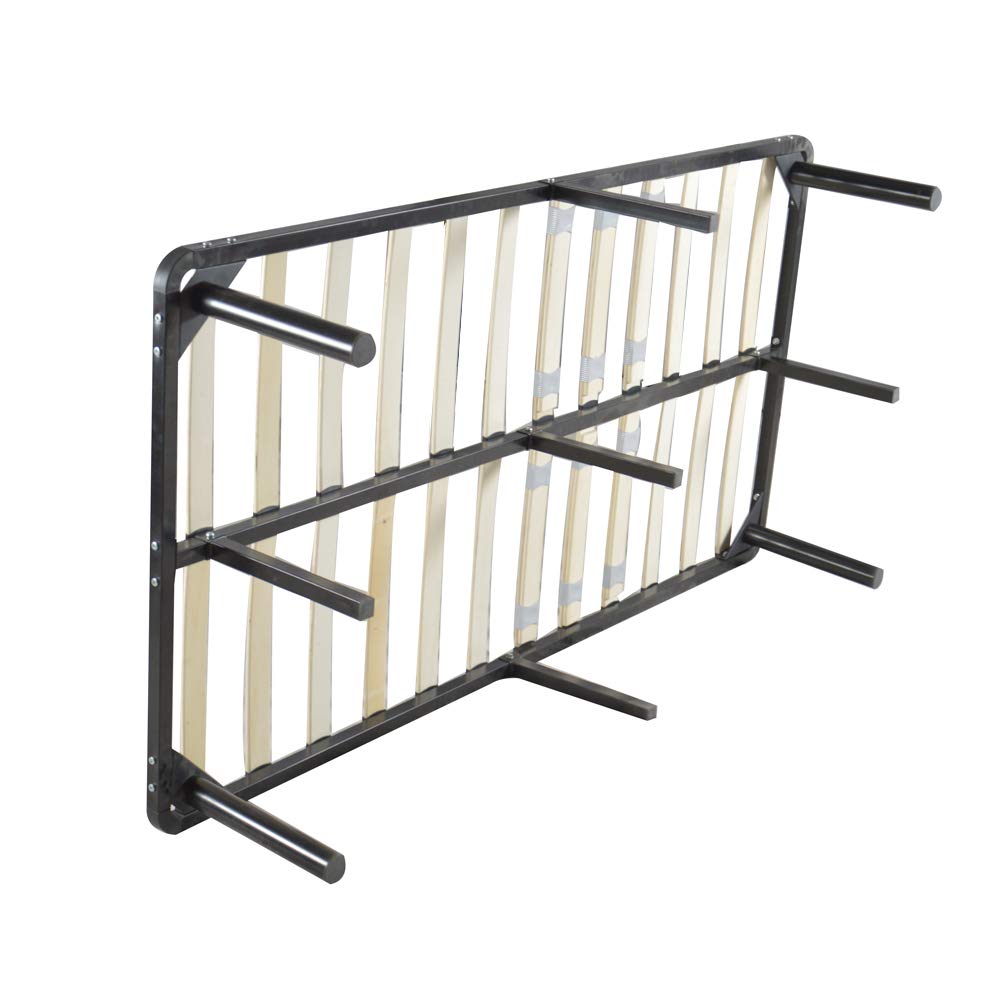 Queen Size Black Metal Iron Bed Frame with Wooden Slats - Sturdy Support for Twin, Full, Queen Beds | Perfect for Modern Bedrooms, Guest Rooms & Dormitories