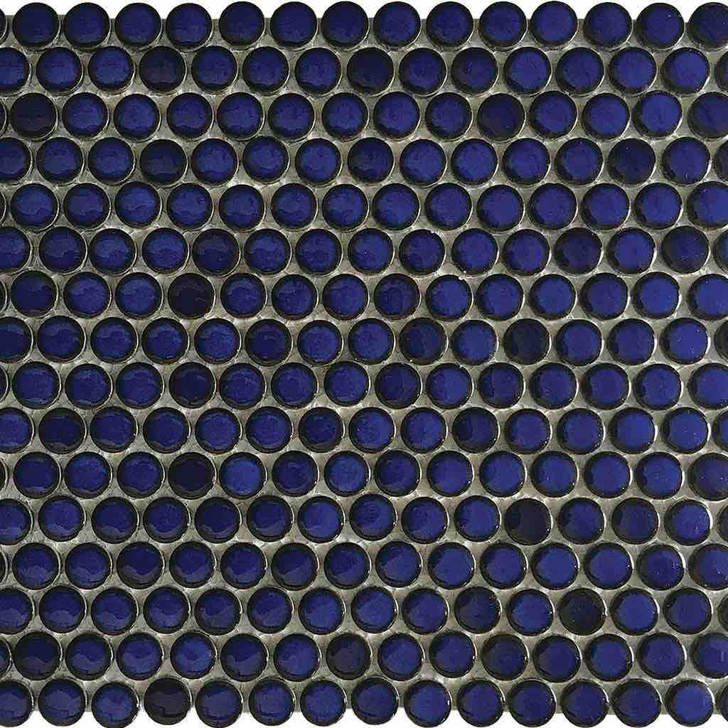Blue Penny Round Mosaic Tile - 1x1 Inch Glass Tile for Bathroom, Pool & Kitchen Backsplash - Water Resistant & Durable Home Decor Mosaic