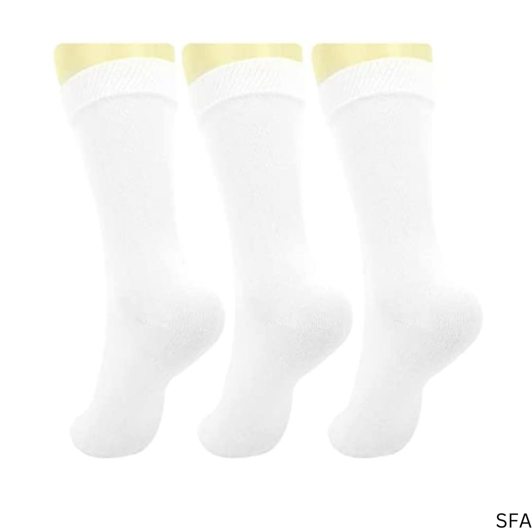 6 Pairs Women's Cotton Socks Size 4-7 - Breathable White Crew Socks for Ladies - Perfect for Work, Running, Gym, Walking & Everyday Wear - Multipack All-Day Comfort Socks