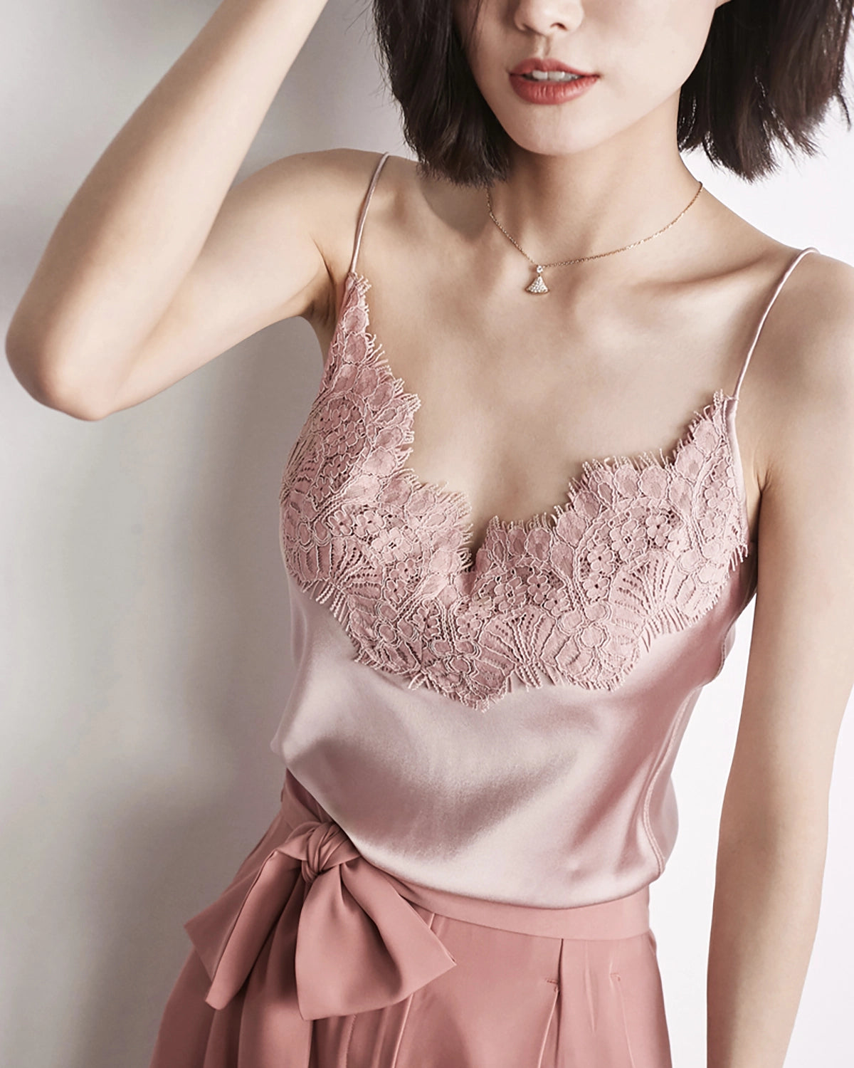 Luxury Women's Lace Silk Camisole Top - Elegant Sleeveless Underwear for Sleepwear, Lingerie & Special Occasions