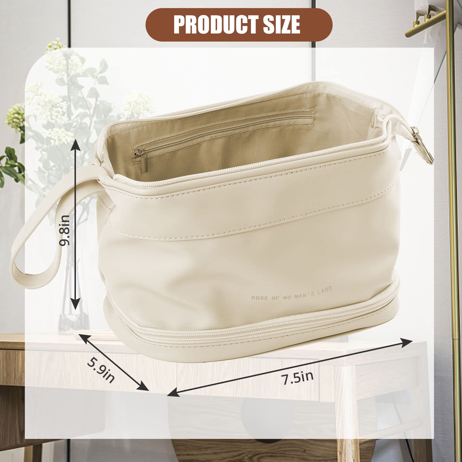 Cloud Double Makeup Bag - Off-White Waterproof Cosmetic Organizer for Travel & Daily Use | Perfect for Makeup Brushes, Lipsticks & Skincare Products