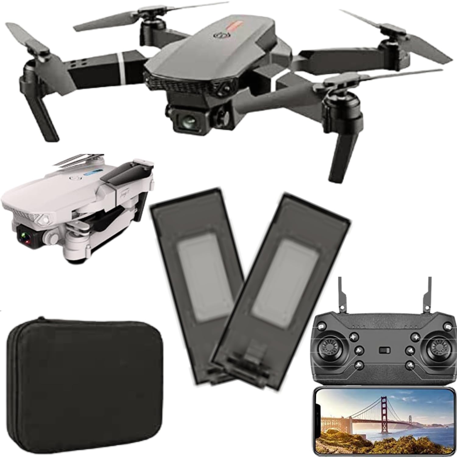 VEZIMON® 4K Wi-Fi Camera Drone with Dual Battery - Foldable RC Quadcopter for Adults & Kids, Remote & App Controlled, Black or Gray - Perfect for Aerial Photography, Travel Adventures & Outdoor Fun
