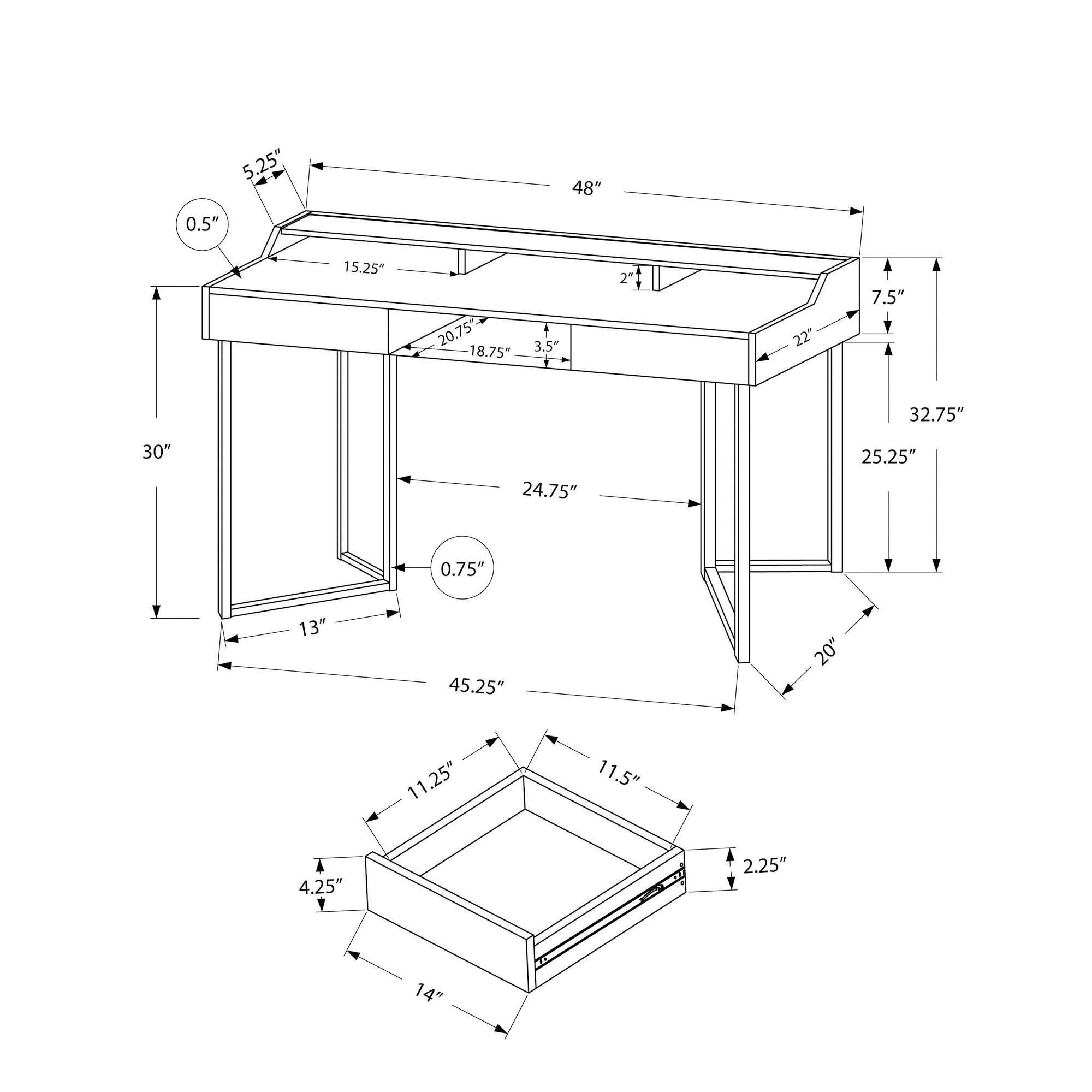 Offex 48 Inch Modern L-Shaped Computer Desk with 2 Storage Drawers - Dark Taupe & Black Finish for Home Office, Gaming & Workspace Setup