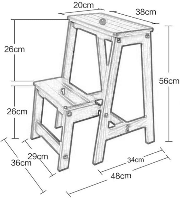 OKUOKA Solid Wood Folding Step Stool - Multifunctional Ladder for Home, Kitchen, Bathroom & Garden - 2 Feet Tall - Perfect as Shelf, Flower Stand, or Extra Seating (Color: Brown) - Ideal for Small Spaces, DIY Projects & Home Organization