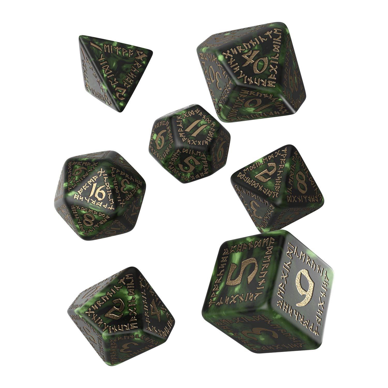 Q WORKSHOP Runk Dice Set (SRUN98) - 7-Piece Polyhedral Dice for D&D, RPG & Tabletop Games - Perfect for Dungeon Masters & Players