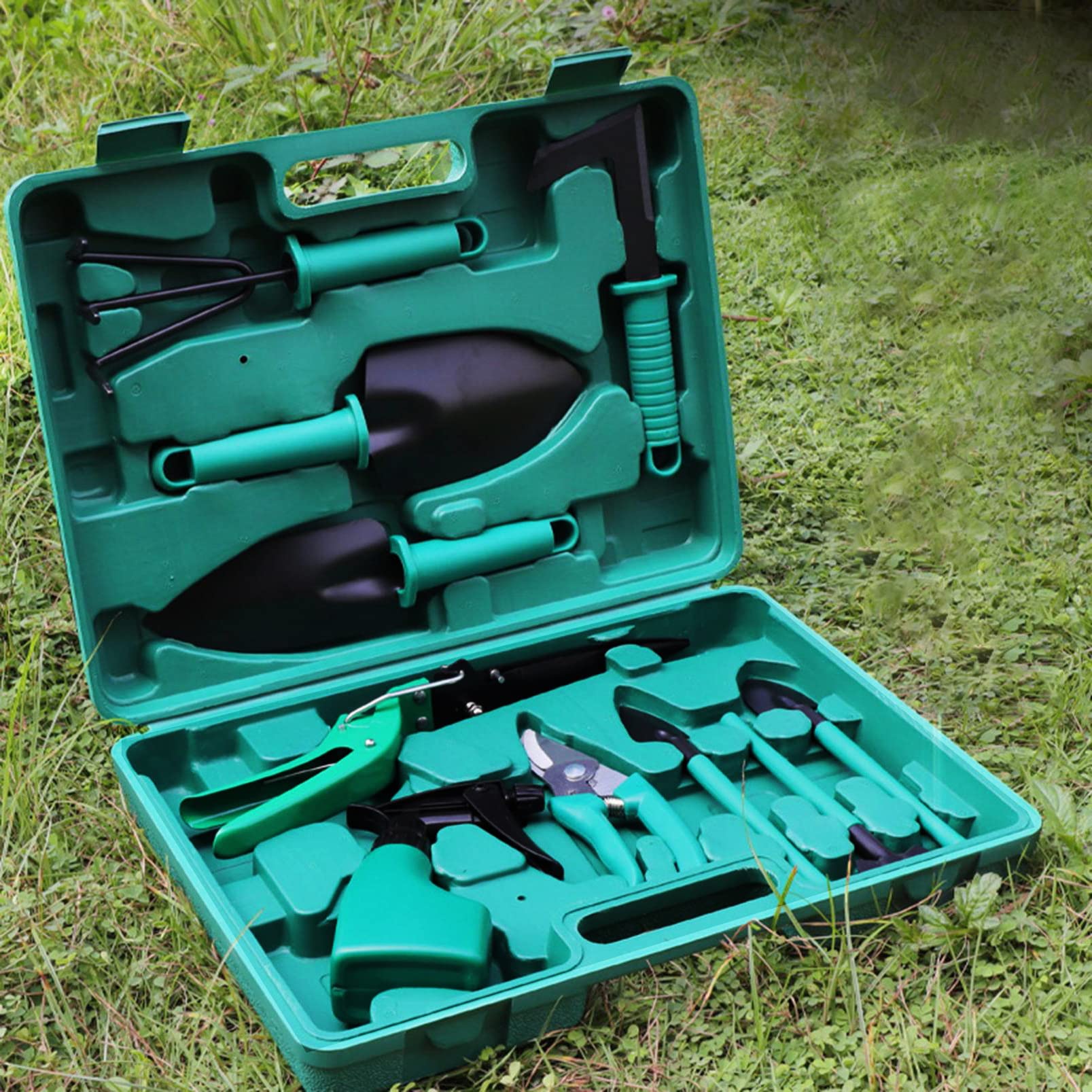 Premium 10-Piece Stainless Steel Gardening Tool Set with Ergonomic Handles - Includes Spatula, Rake, Weeder, Pruning Shears, Sprayer & Storage Bag - Perfect for Home Gardening, Landscaping & Outdoor Planting Projects