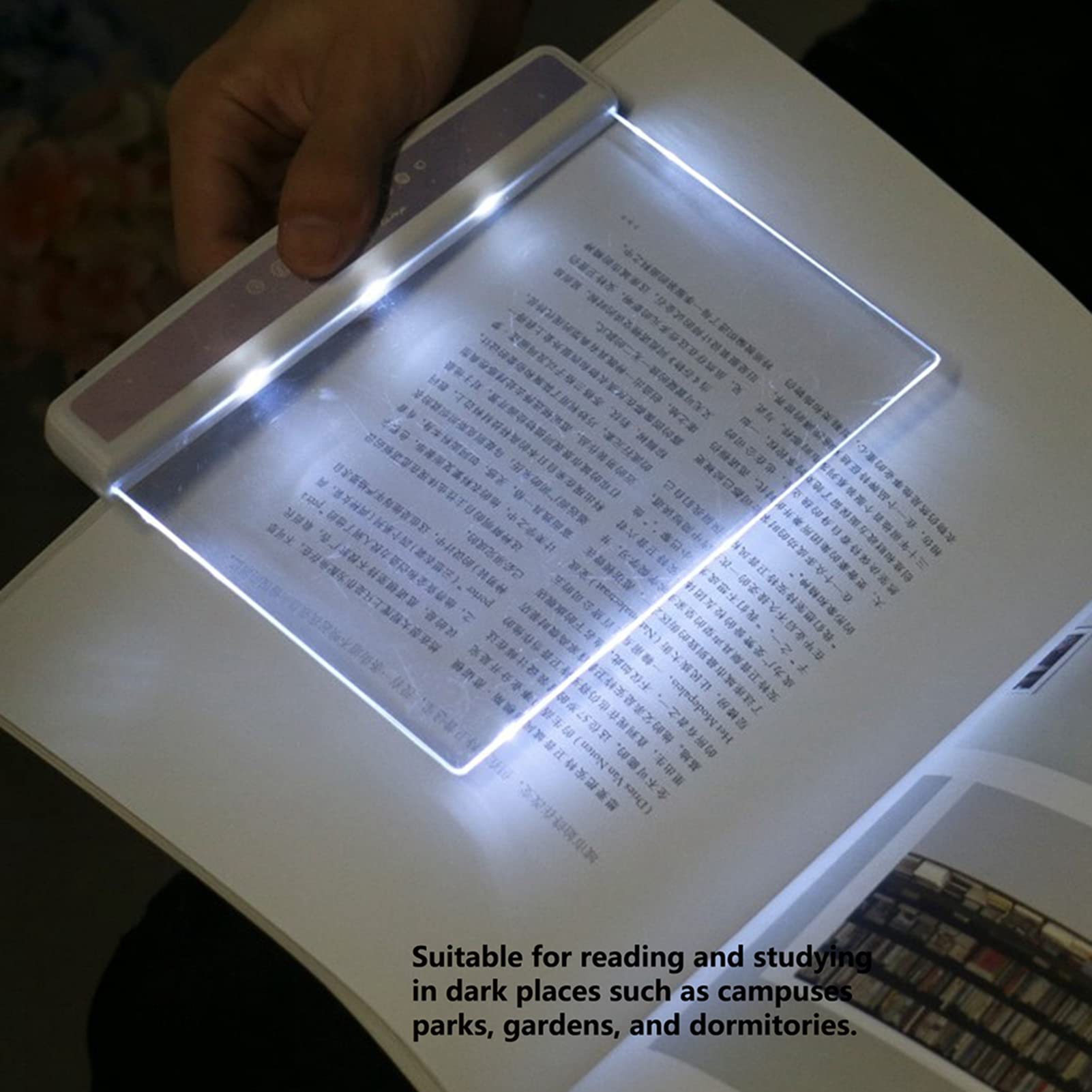 Horoper Flat LED Reading Light - Portable Bookmark Book Light with Leaf Pattern, Eye-Friendly for Students, No Battery Needed (4-Section) - Perfect for Night Reading, Studying, and Bedtime Use