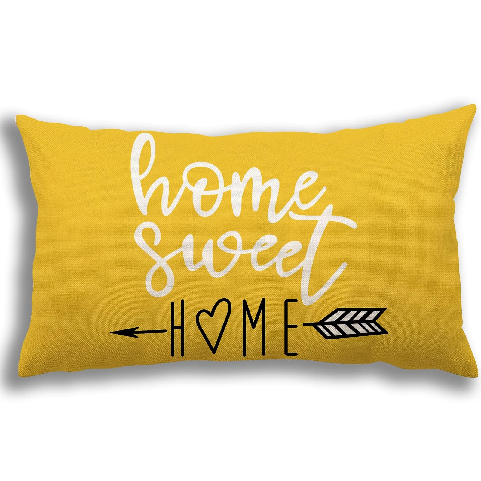 YCOLL Lumbar Pillow Covers 12x20 (Set of 4) - Modern Sofa Throw Pillow Cases, Decorative Outdoor Linen Fabric Cushion Covers for Couch, Bed & Car - Yellow | Perfect for Living Room Decor, Patio Furniture & Travel Comfort