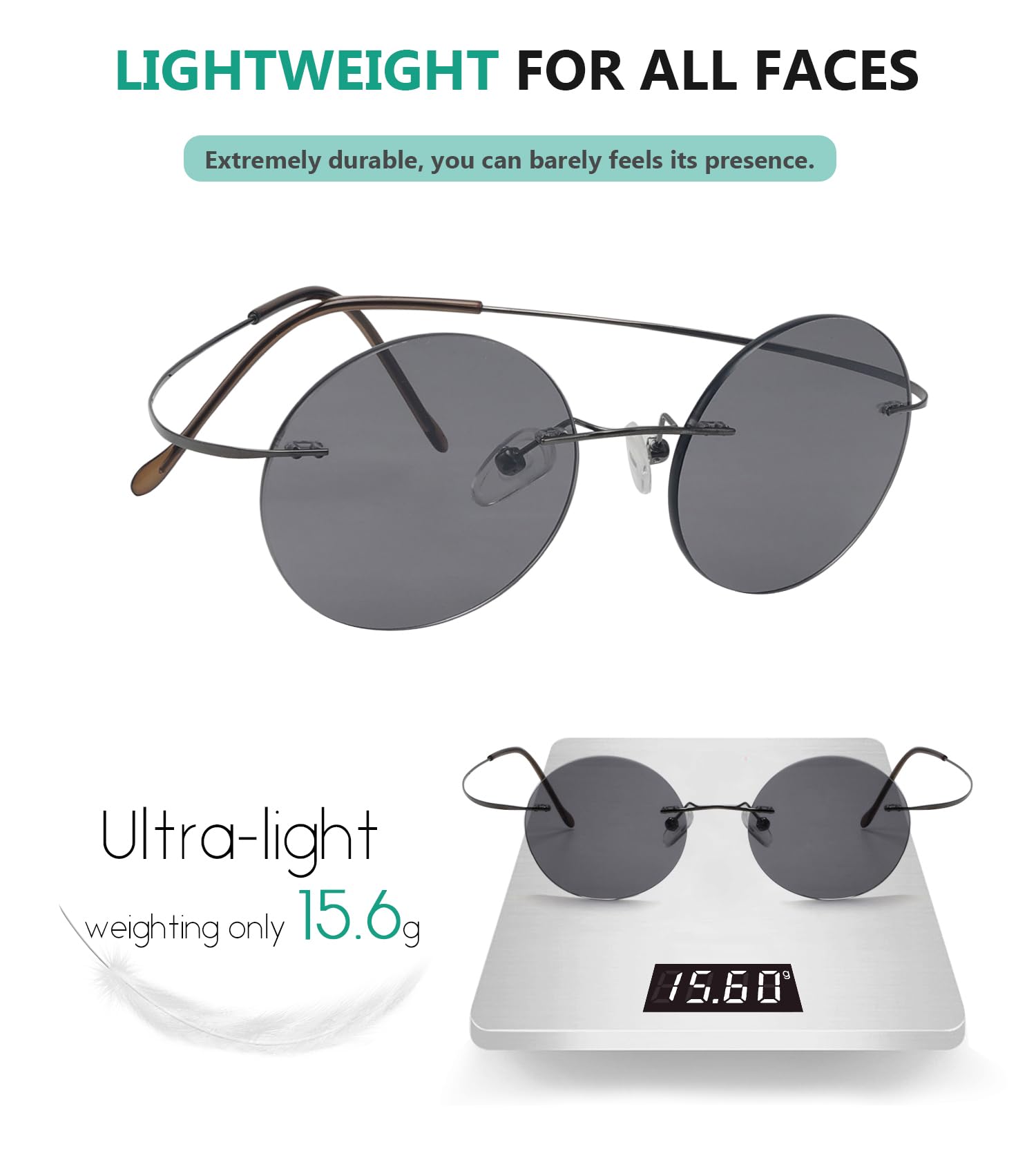 Titanium Rimless Round Reading Glasses for Men - Lightweight & Durable Eyewear - Perfect for Reading, Computer Use & Daily Wear