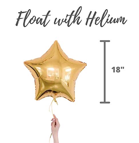 12-Pack Gold Star Balloons - Foil Mylar Star Shaped Balloons for Baby Showers, Birthday Parties, Graduations & Special Events - Perfect for Ceiling Decor, Photo Backdrops & Party Centerpieces