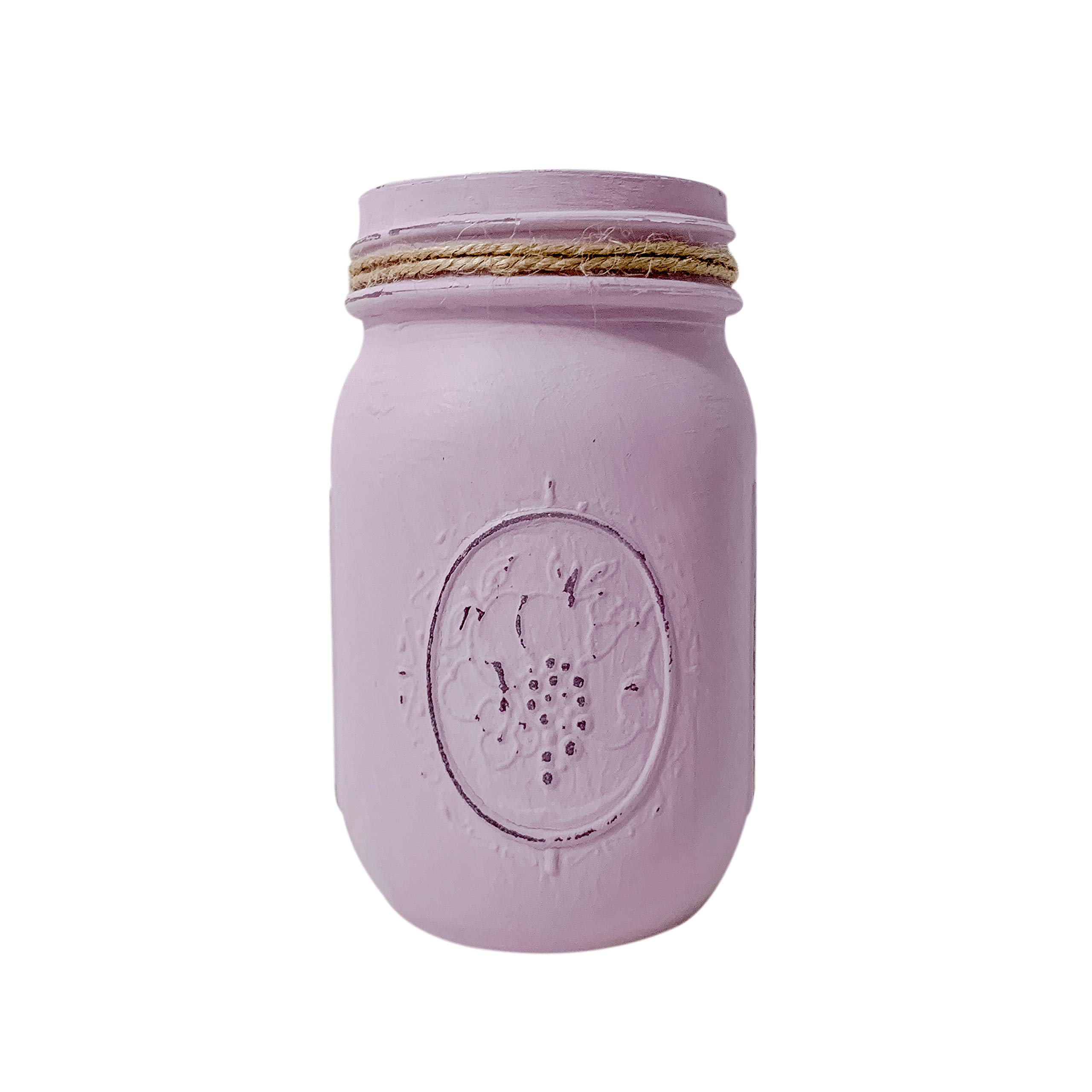 Hand-Painted Lavender Mason Jar Centerpieces for Wedding & Home Decor – Pint Size Glass Jars as Table Centerpieces, Pen Holders & Rustic Decorations – Perfect for DIY Crafts, Farmhouse Weddings & Kitchen Organization