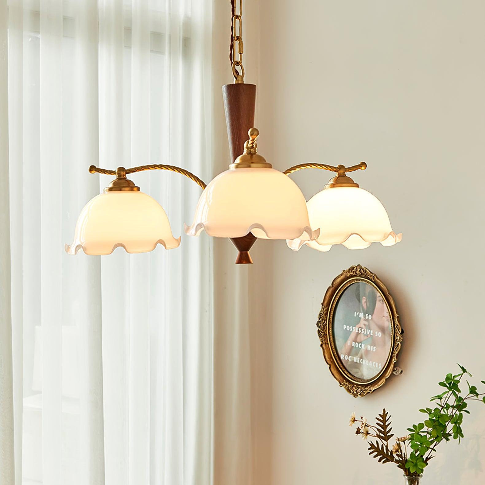 Elegant Milky Flower Chandelier - Crystal Ceiling Light Fixture for Dining Room, Bedroom & Living Room Decor | Perfect for Wedding, Home & Party Lighting
